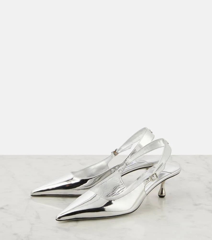 Jimmy Choo o1s22i1n1024 Slingback Décolleté Pumps in Silver Size US 11 / IT 41 - 6 Thumbnail