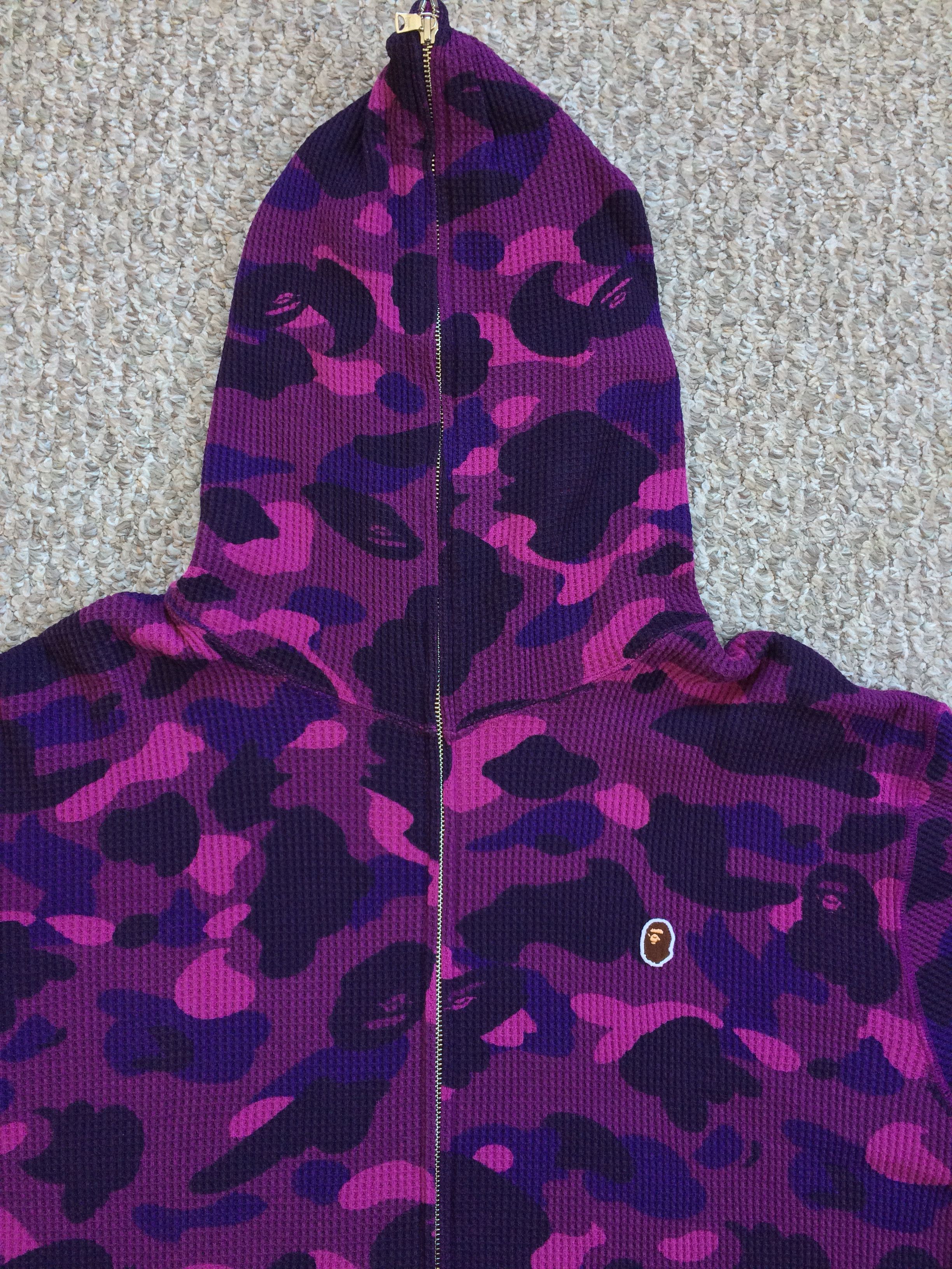 Bape OG Bape Purple Camo Thermal Full Zip Hoodie Size US XL / EU 56 / 4 - 2 Thumbnail