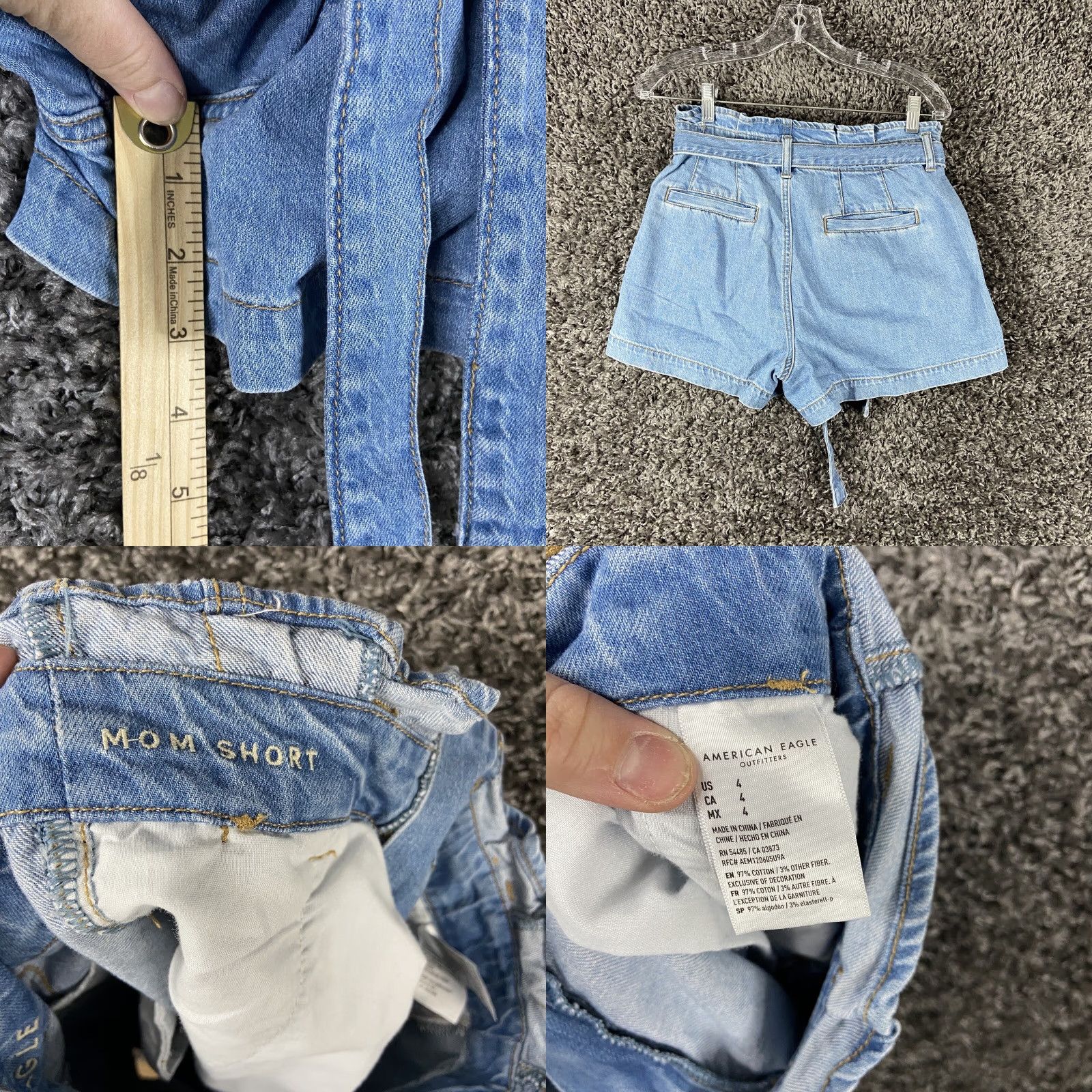 American Eagle Outfitters American Eagle Outfitters Shorts Womens 4 Blue Denim Belted Ruffle Hem Mom Size 27" / US 4 / IT 40 - 8 Thumbnail