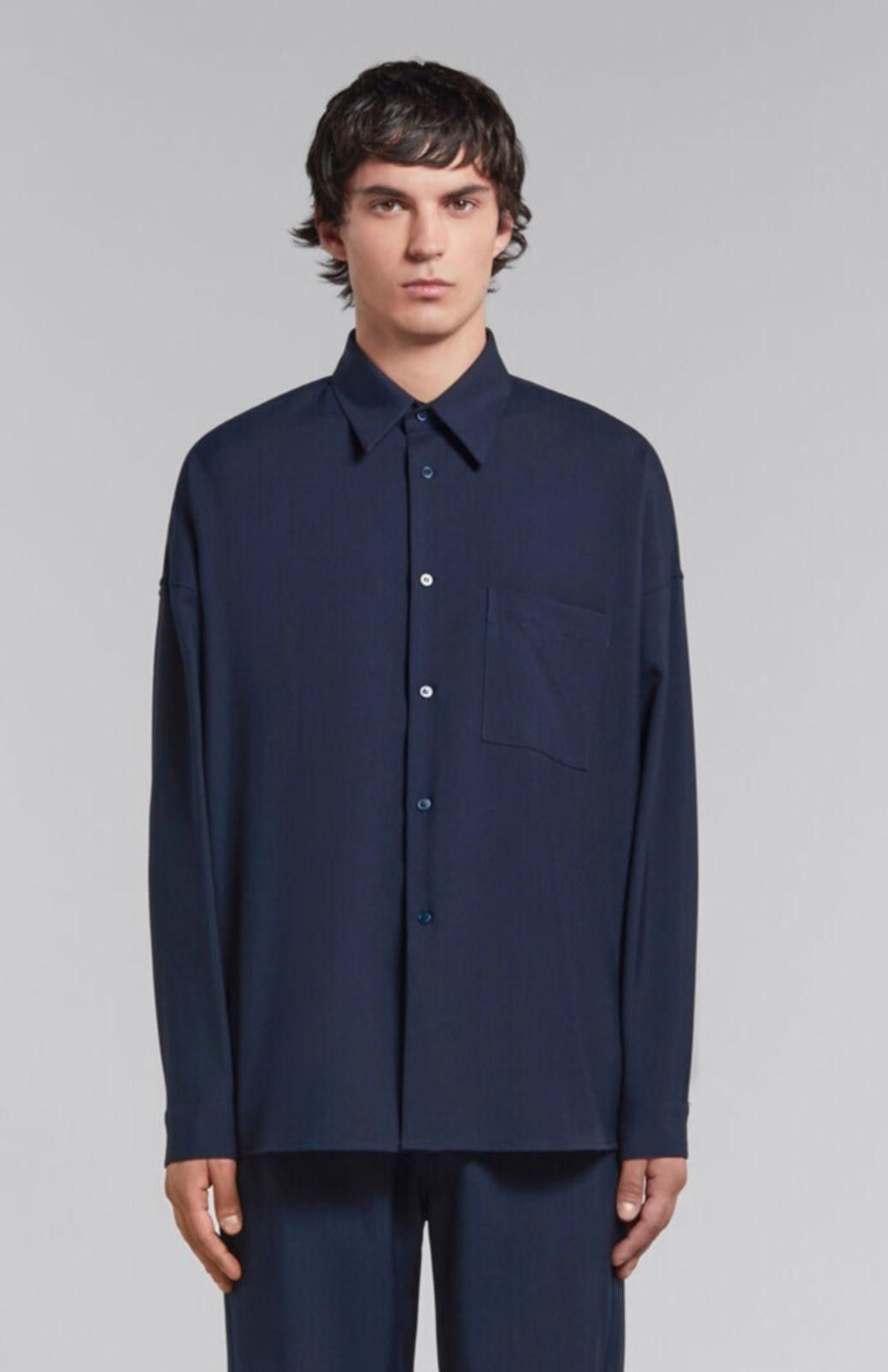 Marni $695 Marni Blue Workwear Tropical Wool shirt sz 46 Size US M / EU 48-50 / 2 - 2 Thumbnail