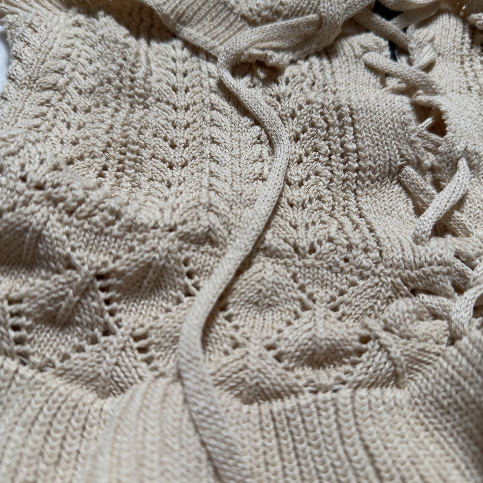 Forever 21 Cream Pointelle Knit Lace Up Corset Top Fairycore Coquette Size M / US 6-8 / IT 42-44 - 6 Thumbnail
