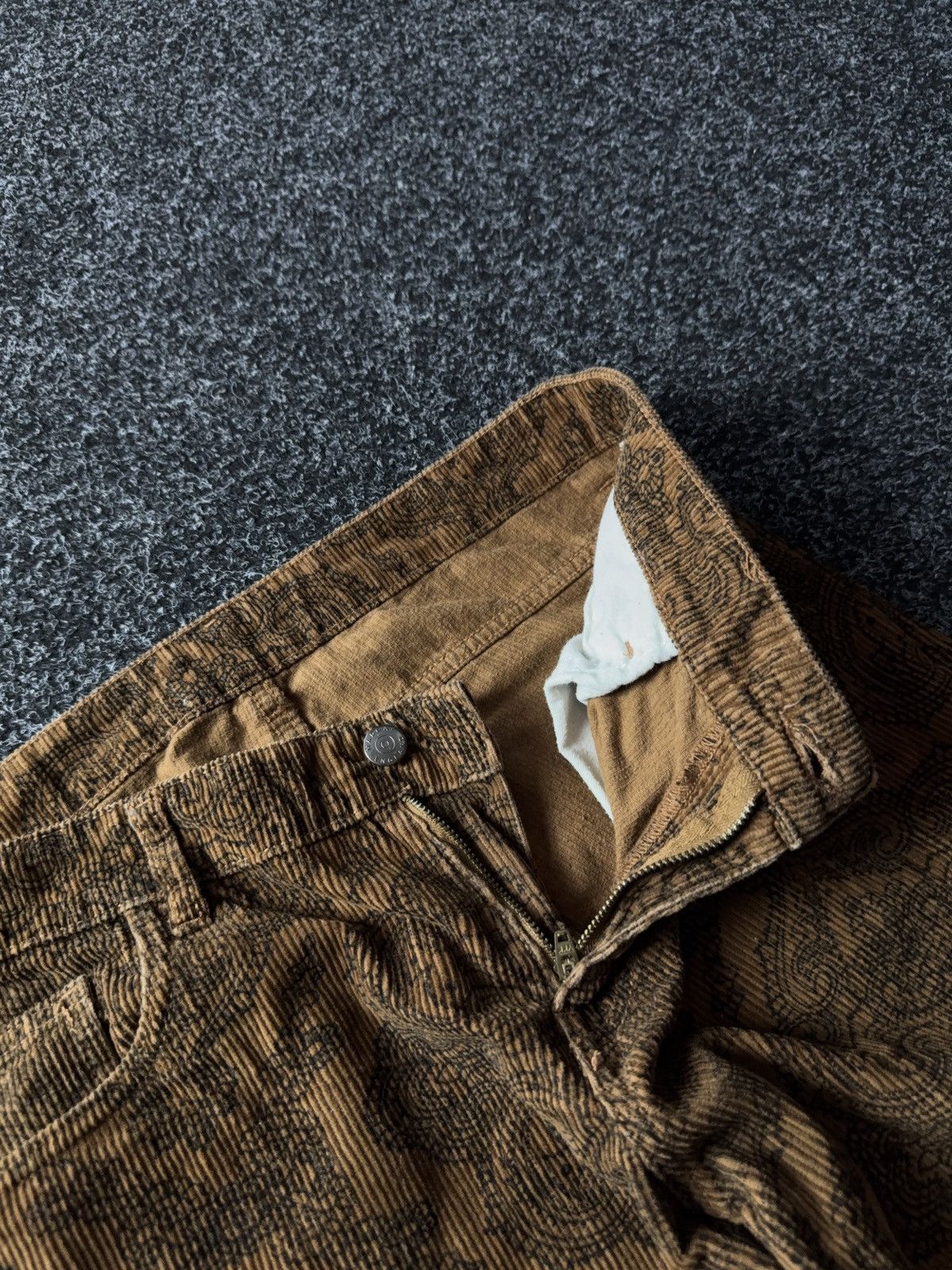 Japanese Brand Paisley Corduroy Flare Pants Y2K Japan Style Hysteric Mood Size 31" - 7 Thumbnail