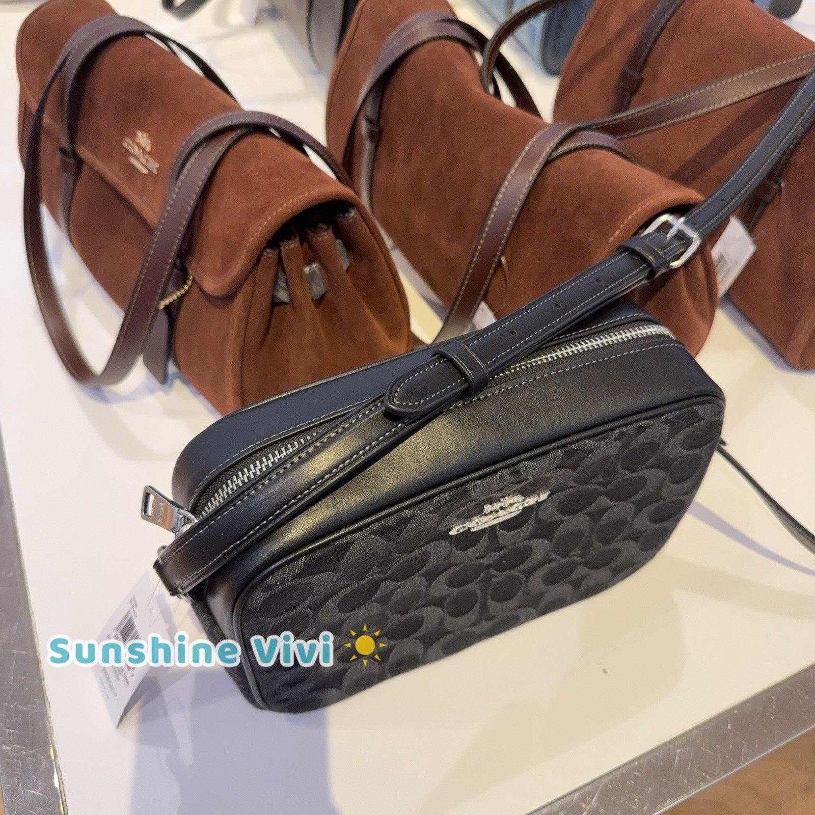 Coach NWT Coach CDE89 Jamie Camera Bag Signature Denim Black Size ONE SIZE - 4 Thumbnail