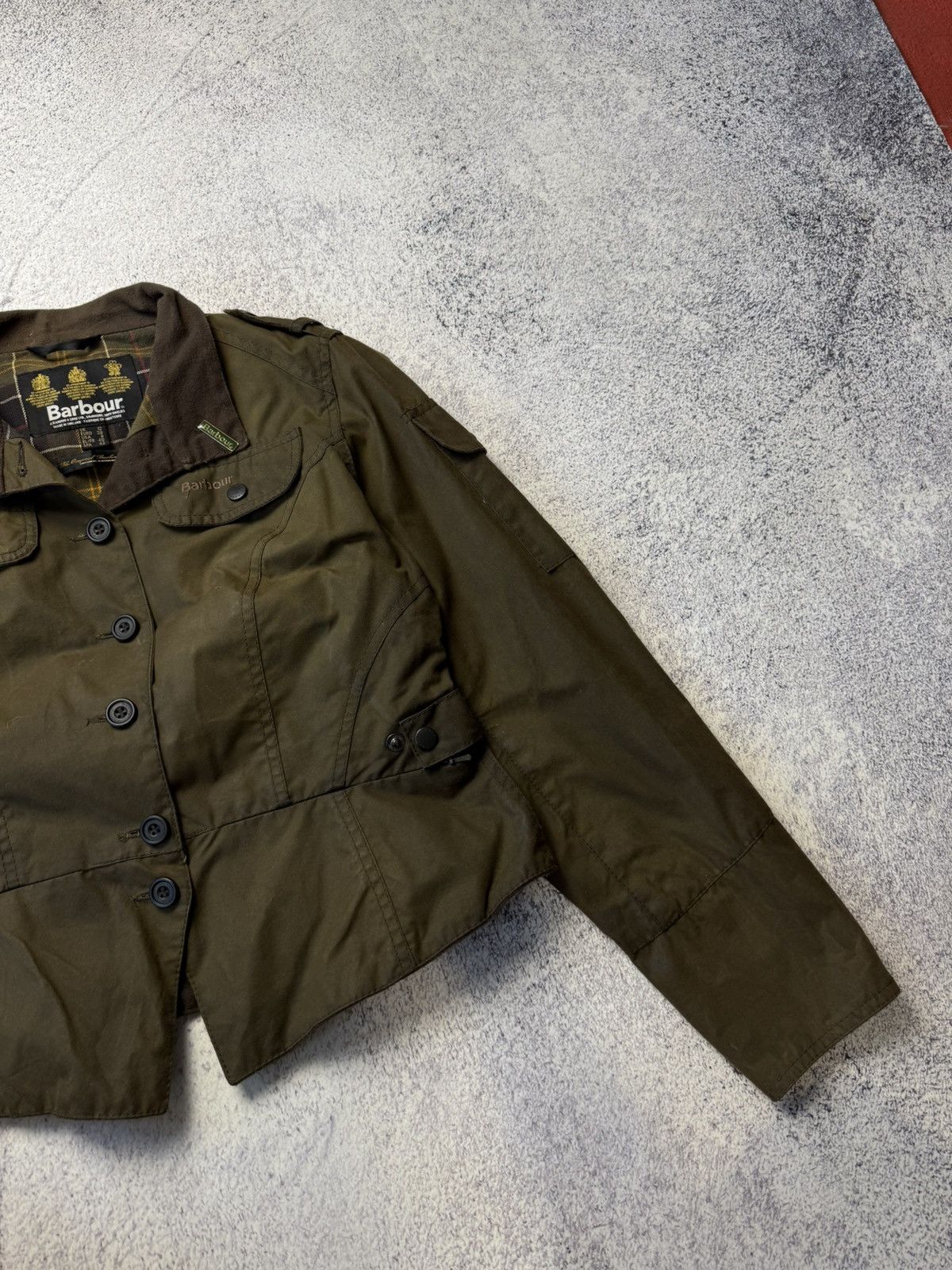 Barbour Women's Made in England Waxed Peplum Jacket - Sage