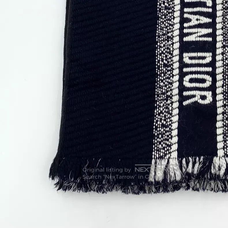 Dior Dior Color-blocking logo jacquard old flower wool tassel s Size ONE SIZE - 3 Thumbnail