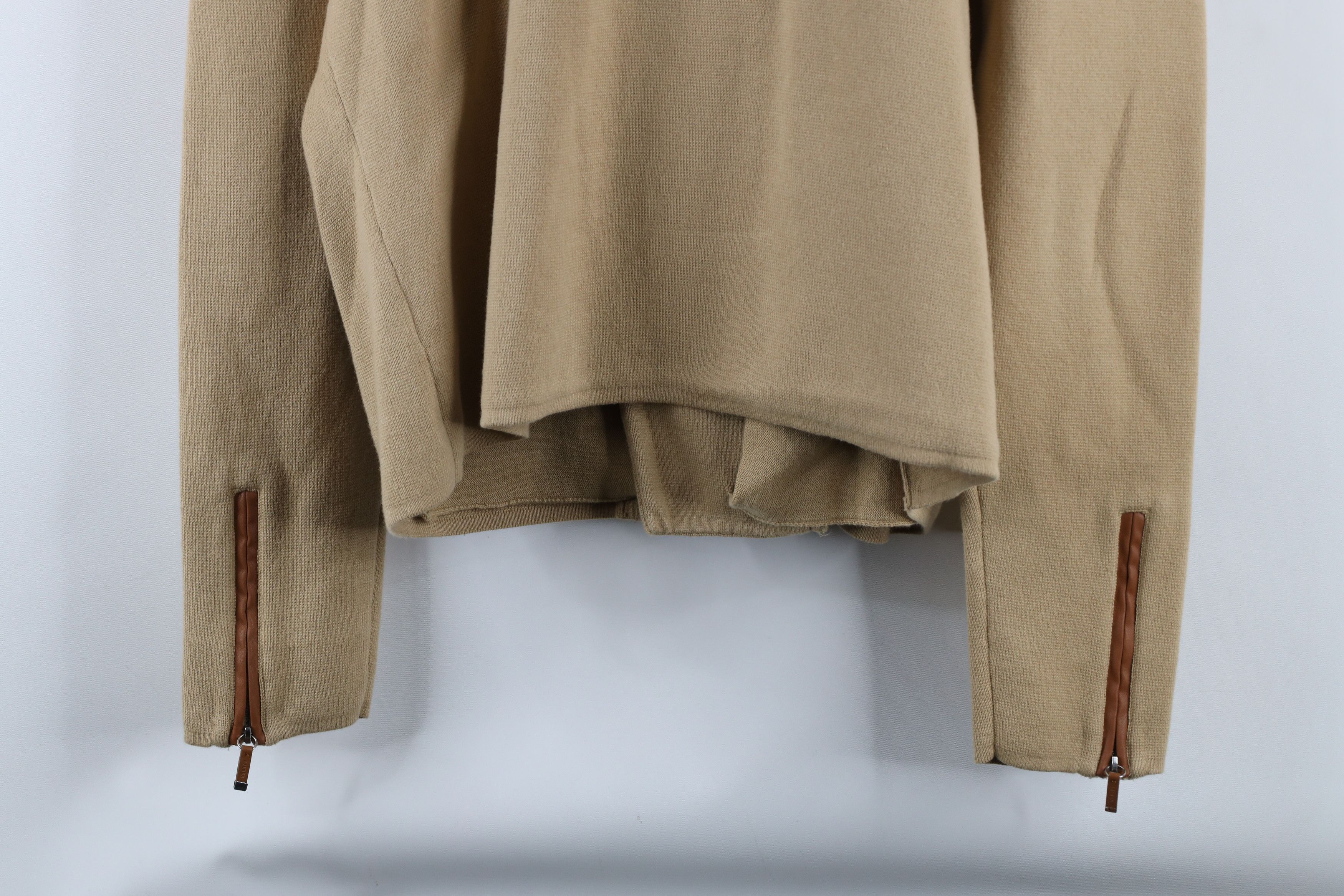 Ralph Lauren × Vintage Vintage Ralph Lauren Asymmetrical Zip Knit Sweater Beige Size XL / US 12-14 / IT 48-50 - 14 Thumbnail