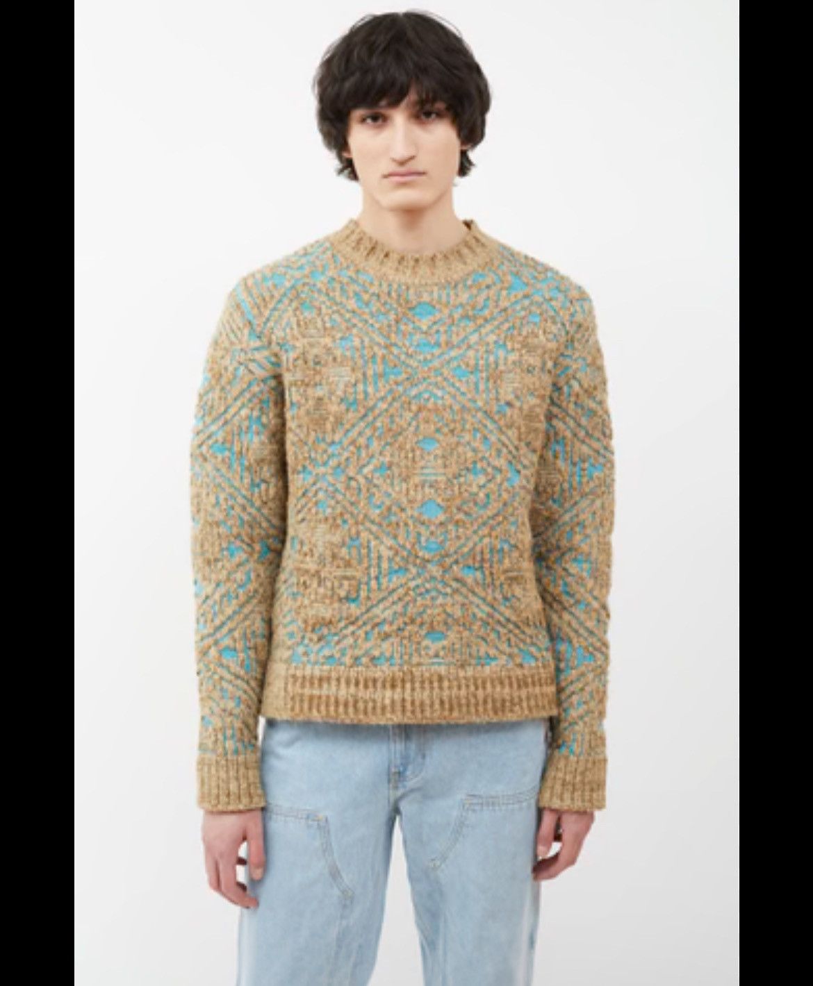 Andersson Bell Andersson Bell Beige & Blue Jacquard Sweater Size US L / EU 52-54 / 3 - 3 Thumbnail