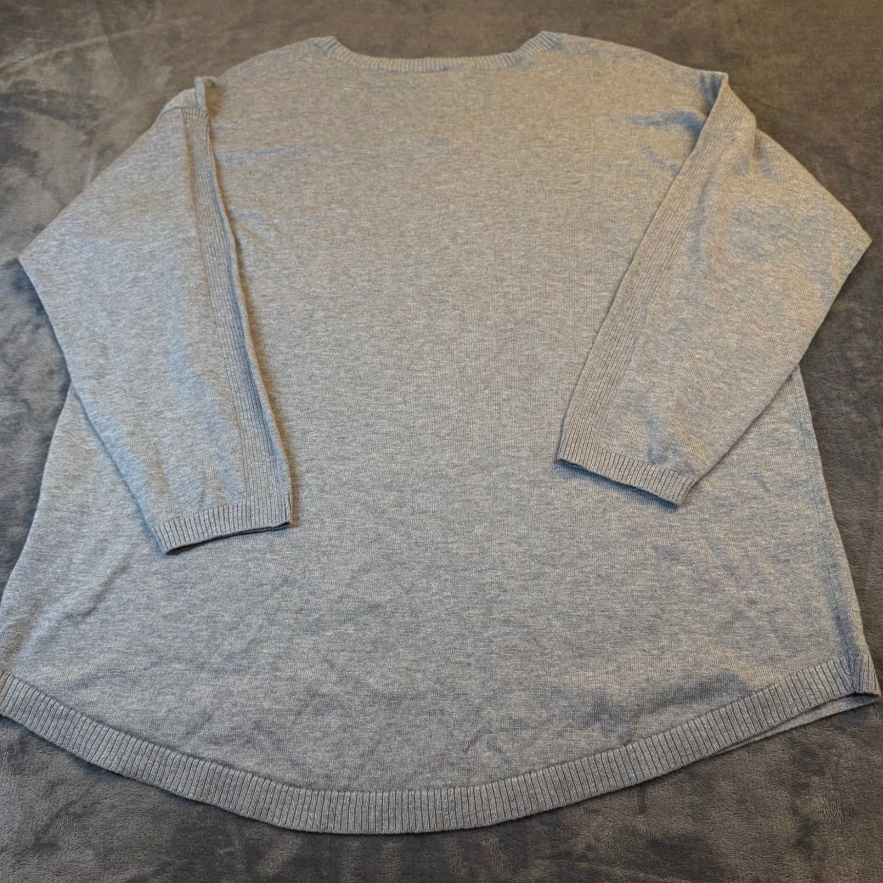 Lands' End Lands' End Outfitters Gray Cotton Modal Ribbed Crew Neck Sweater Womens Plus 1X Size XL / US 12-14 / IT 48-50 - 4 Thumbnail