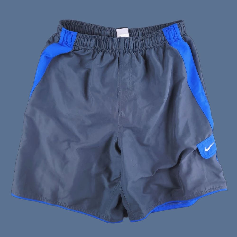 Nike VINTAGE Nike Shorts Bottom Mens Large Gray Blue Swim Cargo Hybrid Gym Bathing Run Size US 33 - 1 Thumbnail