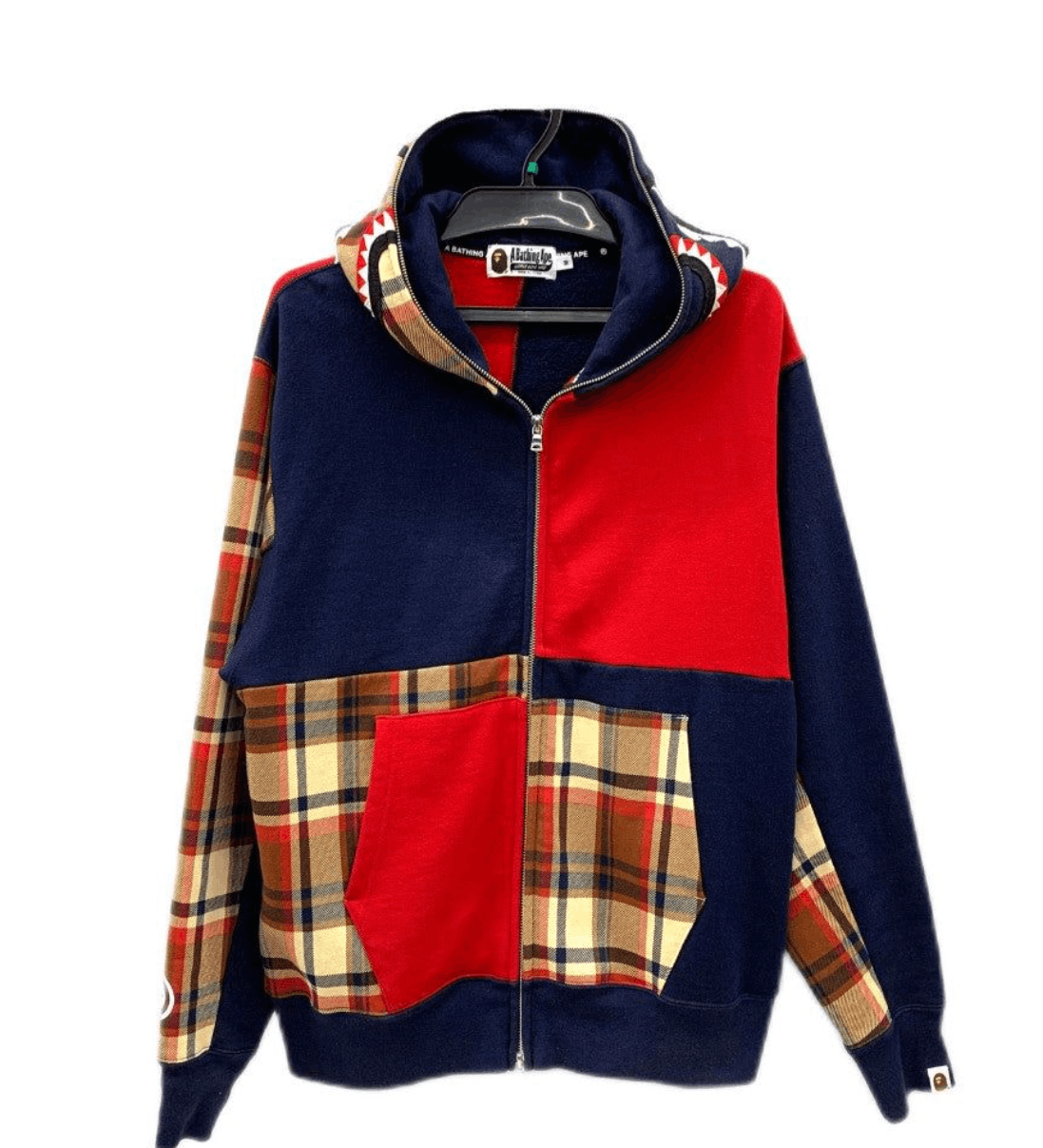 と*き様 00sBAPE PLAID FULL ZIP HOODIE DOUBL Bape Bape Blue Plaid Full-Zip Hoodie | Grailed