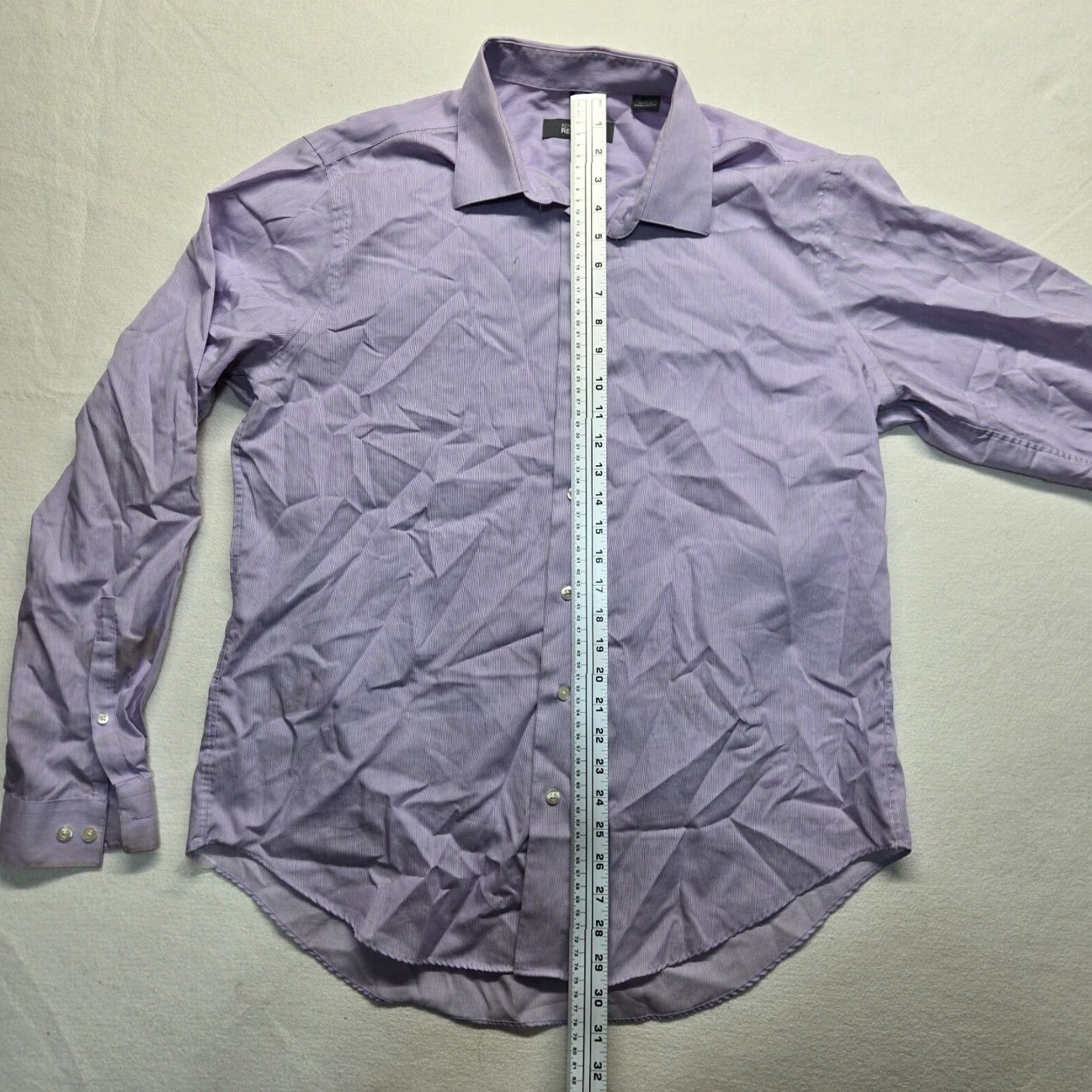 Kenneth Cole Kenneth Cole Reaction Dress Shirt Purple Striped Button Down XL Size 46R - 6 Thumbnail