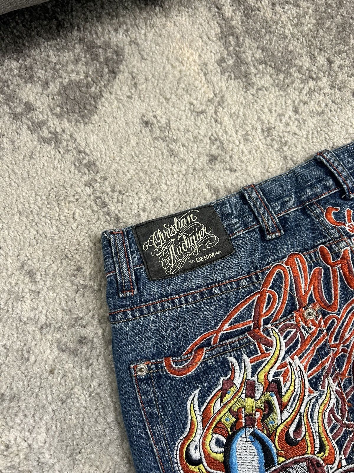 Christian Audigier 2000s Christian Audigier Embroidered Jeans Size US 34 / EU 50 - 8 Thumbnail