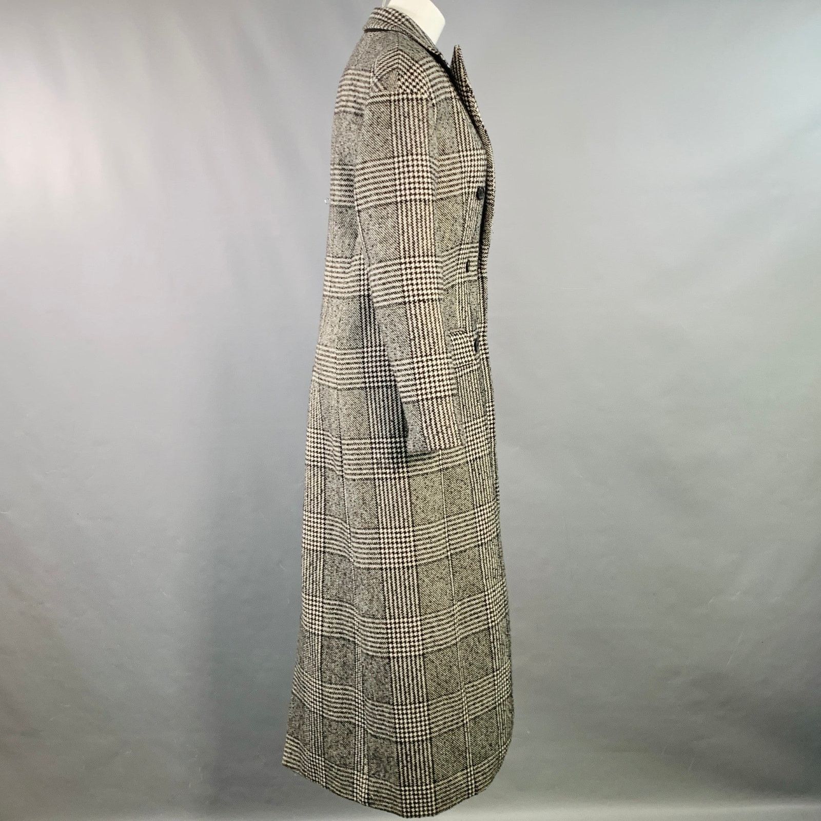 Michael Kors Size S Black White Wool Blend Plaid Double Breasted Coat Size S / US 4 / IT 40 - 3 Thumbnail