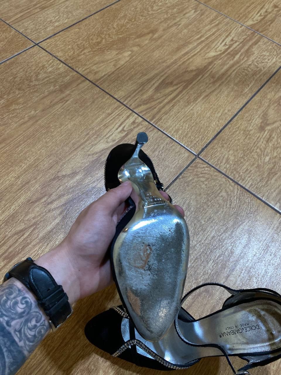 Dolce & Gabbana D&G Velvet Crystal Slingback Heels Vintage shoes chic Size US 7 / IT 37 - 5 Thumbnail