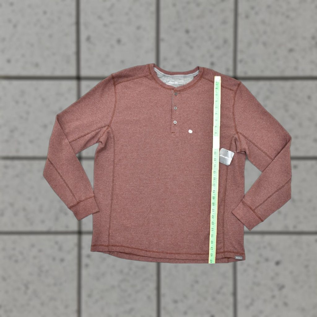 Eddie Bauer Eddie Bauer Henley Shirt XL Men Red Waffle Knit Long Sleeve Shirt Maroon New Size US XL / EU 56 / 4 - 1 Thumbnail