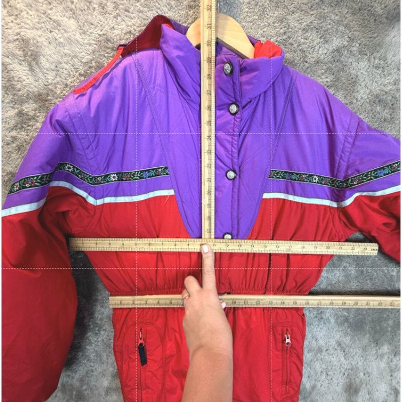 Obermeyer VTG 80s Obermeyer Snowsuit Women Girls Red Purple Ski Bib Size ONE SIZE - 19 Thumbnail