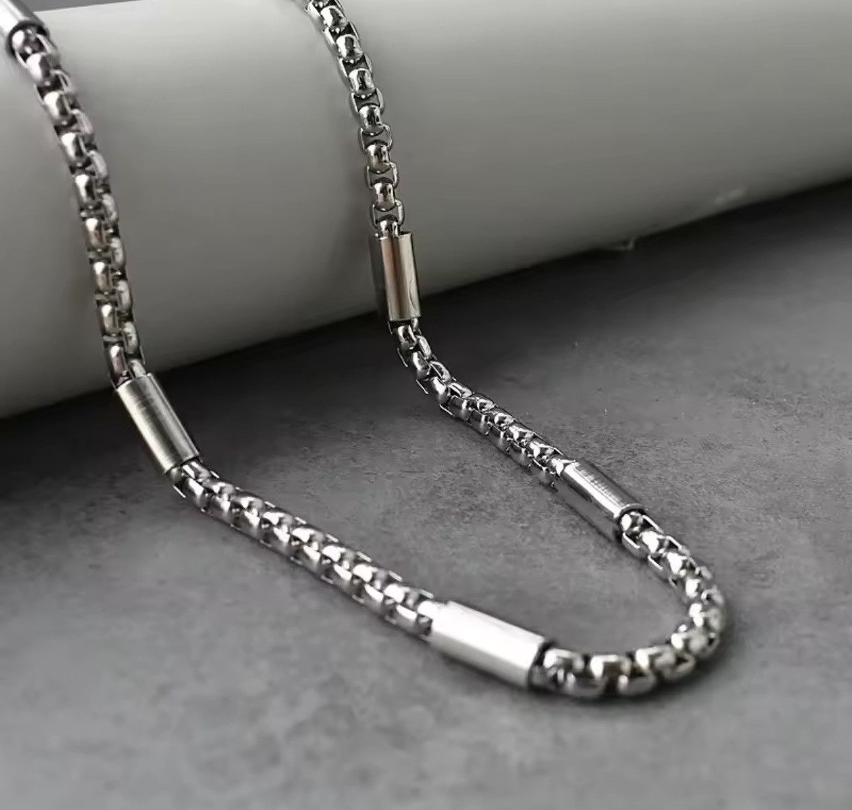 Jewelry 5mm Silver Color Round Box Chain Stainless Steel Chain Size ONE SIZE - 1 Thumbnail