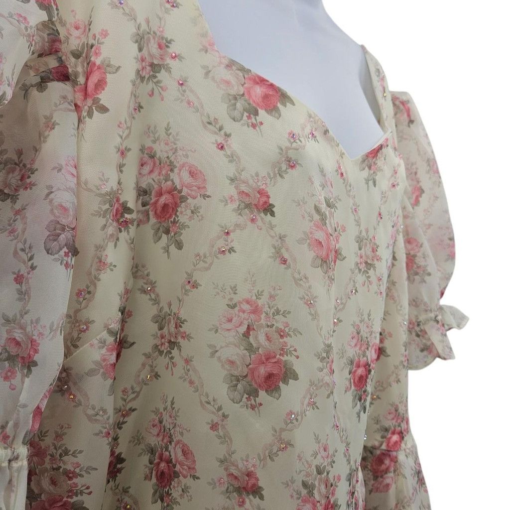 Handmade Jessakae Amelia Dress Hand Embellished in Rhinestones Size 3XL / US 20-22 - 5 Thumbnail