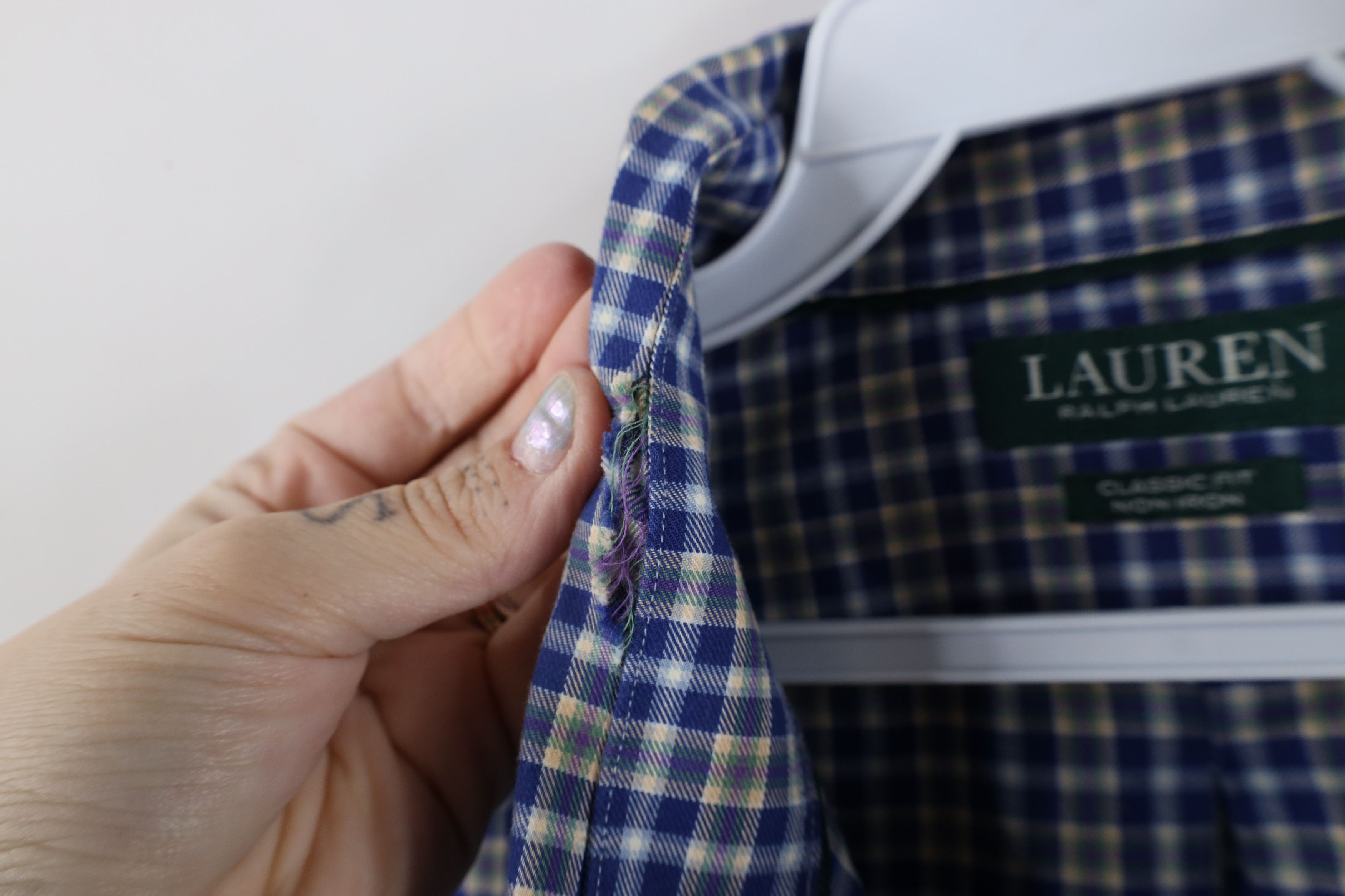 Ralph Lauren × Vintage Ralph Lauren Fit Non Iron Collard Button Down Shirt Plaid Size US L / EU 52-54 / 3 - 6 Thumbnail