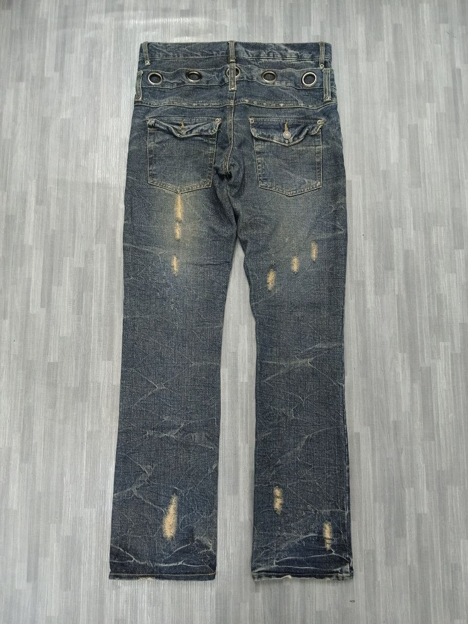 Japanese Brand DiSTRESSED DOUBLE WAIST STUDDED RING UNBRAND DENIM PANTS Size US 31 - 2 Thumbnail
