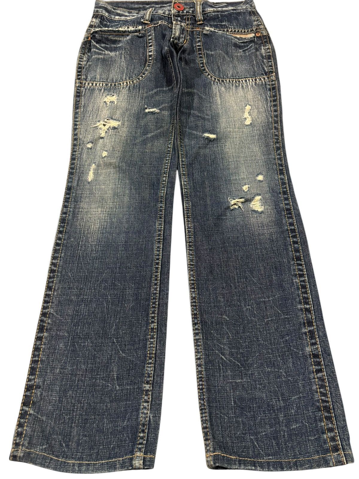 Japanese Brand × Seditionaries 90s Vtg AntGauge Japanese Double Waist Distressed Punk Jeans Size US 29 - 1 Thumbnail