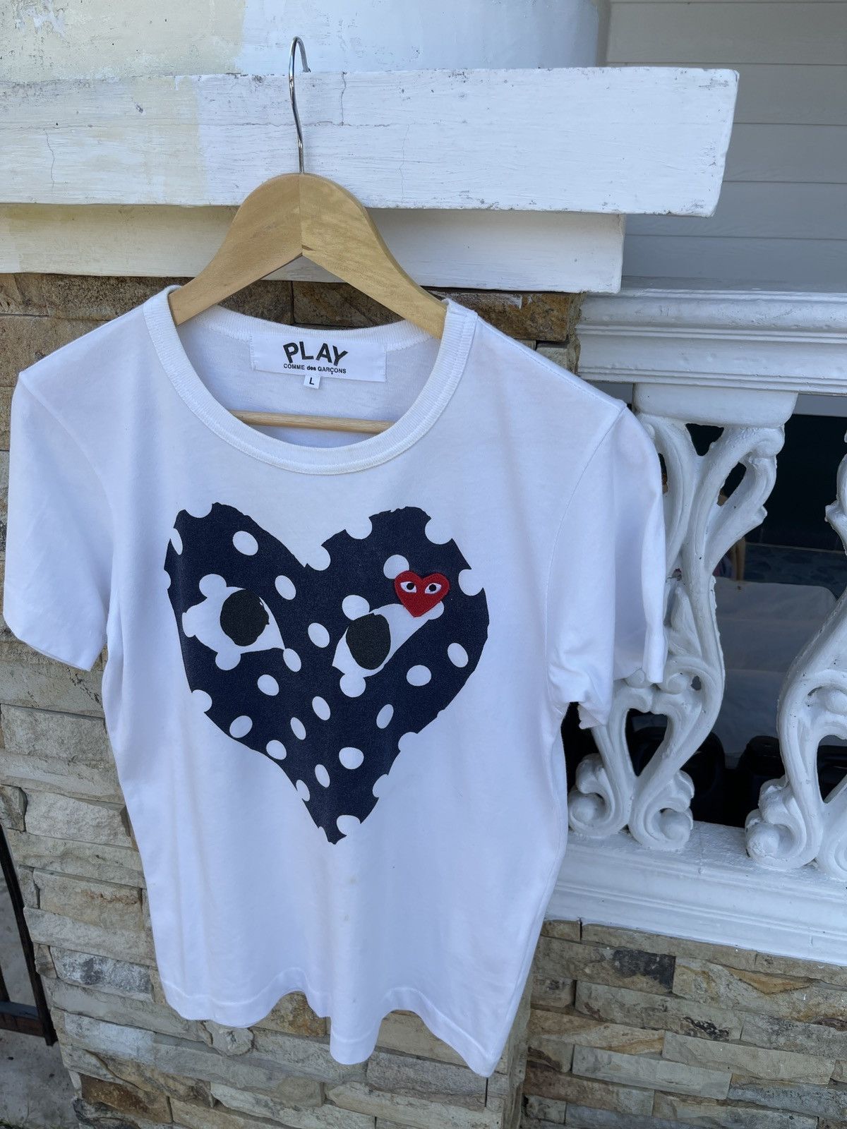 Comme des Garcons × Comme des Garcons PLAY × Comme des Garcons SHIRT Last Drop🔥Rare🔥Comme Des Garcons Play Double Heart Logo Tee Size US L / EU 52-54 / 3 - 3 Thumbnail