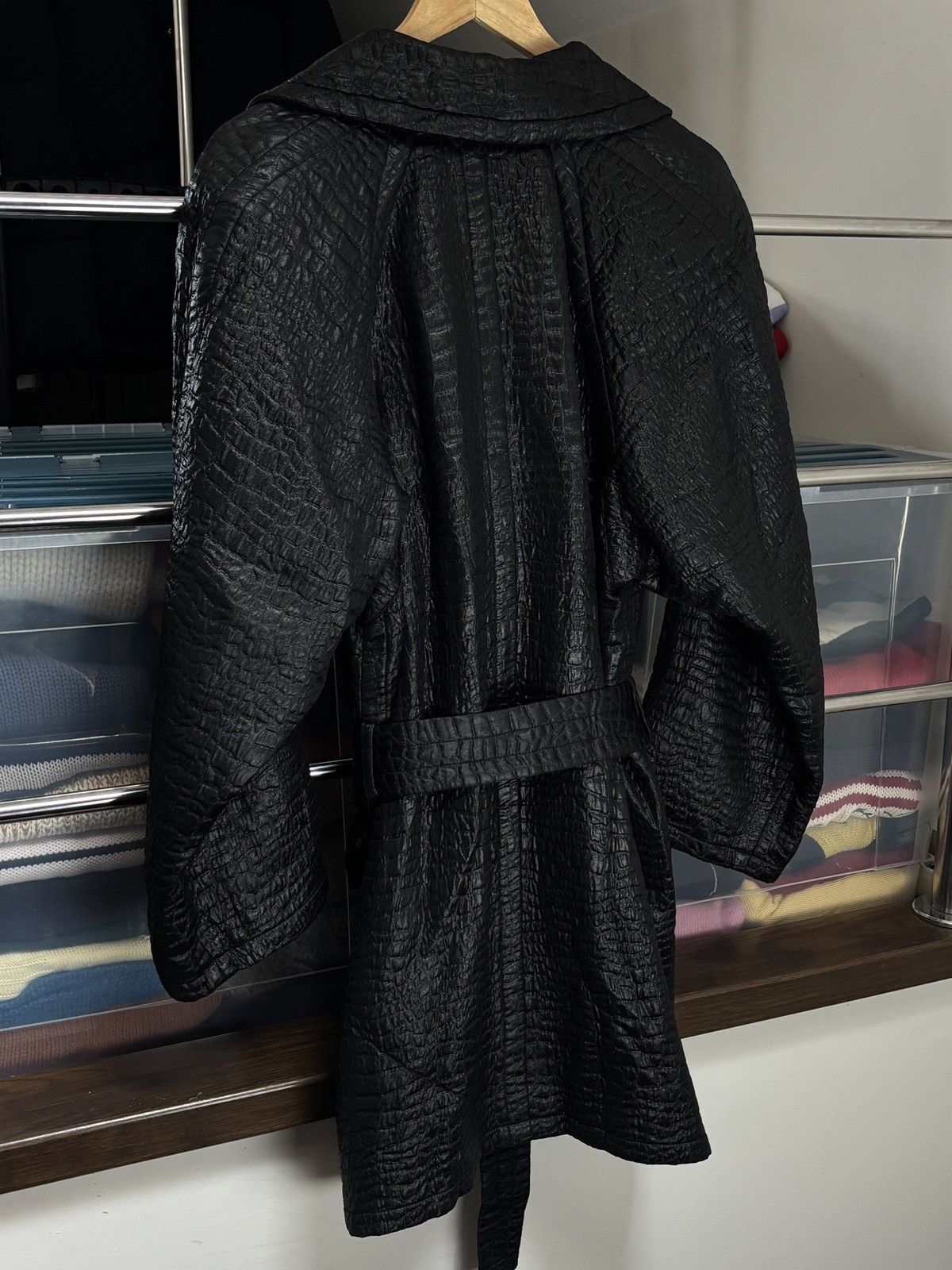 Saint Laurent Paris 80s Saint Laurent Rive Gauche Archive Croc Belted Coat Rare Size L / US 10 / IT 46 - 7 Thumbnail