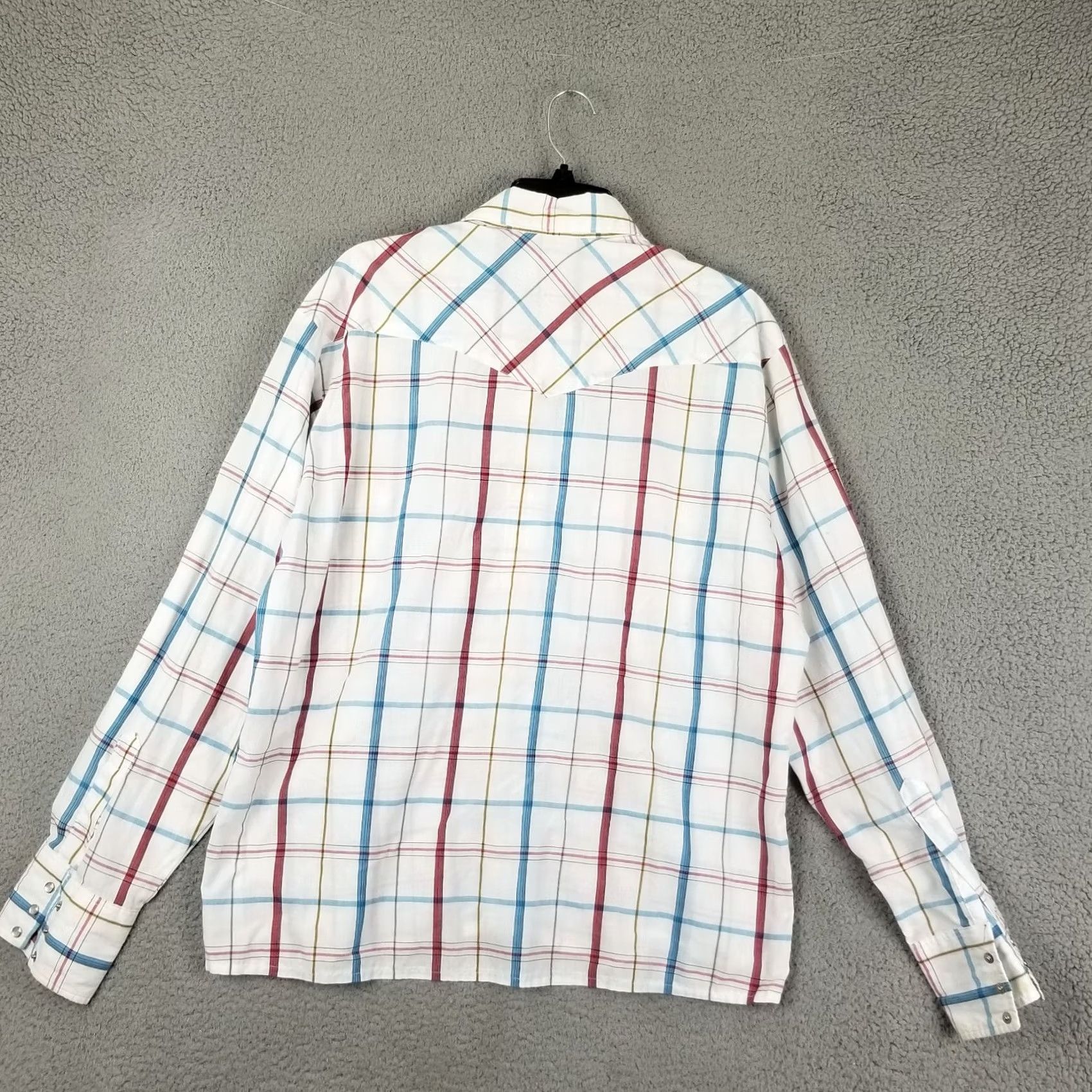 Wrangler VINTAGE Wrangler Shirt Women XL Pearl Snap Western Cowgirl White Plaid 21X27 Size XL / US 12-14 / IT 48-50 - 6 Thumbnail