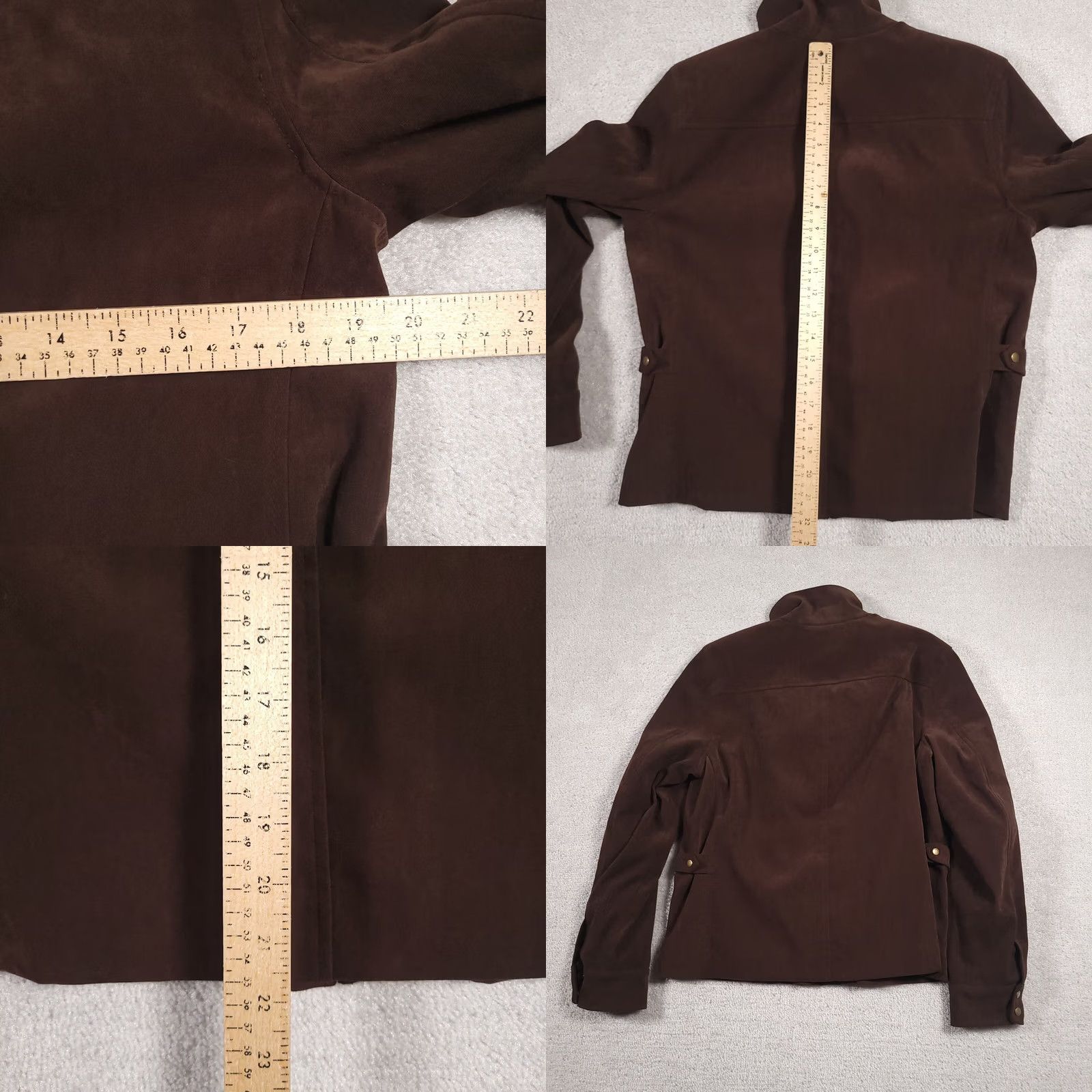 Talbots Talbots Womens Full Zip Jacket 10P Petite Brown Long Sleeve Shoulder Pads Size L / US 10 / IT 46 - 8 Thumbnail