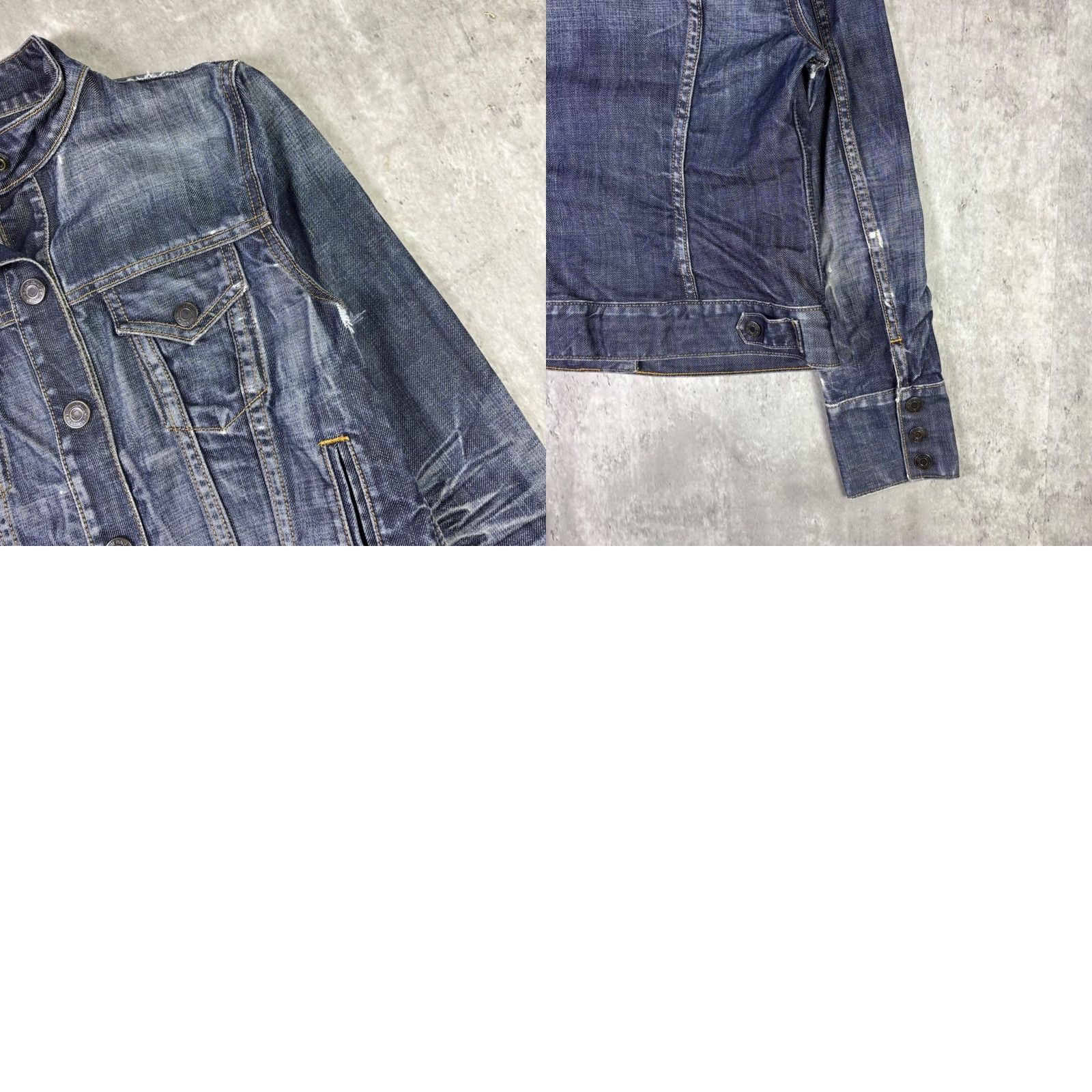 Gap Gap Denim Jacket Womens XS Dark Wash Distressed Trucker Jean Jacket Blue Y2K Denim Jacket Womens XS Blue Distressed Jeans Jacket Short Jacket Button Size 26" / US 2 / IT 38 - 8 Thumbnail