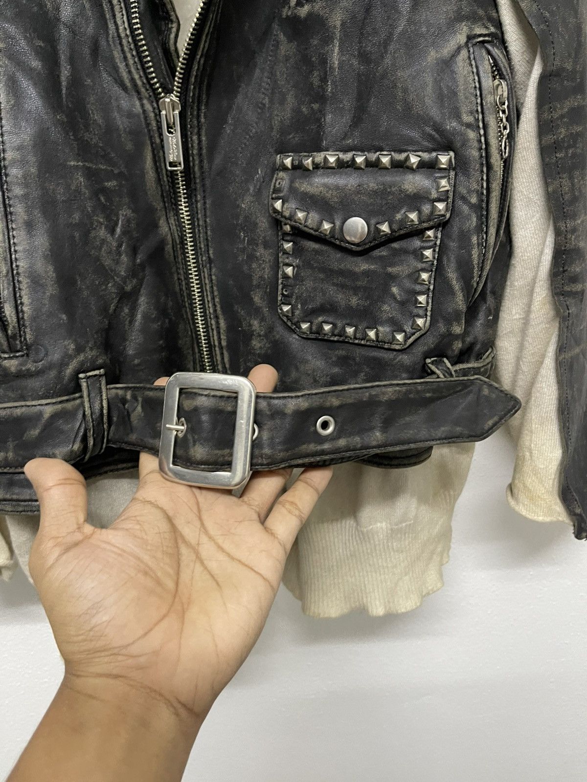 Undercover SS 21 UNDERCOVER LEATHER MIX KNIT RIDERS JACKET RARE Size US S / EU 44-46 / 1 - 8 Thumbnail