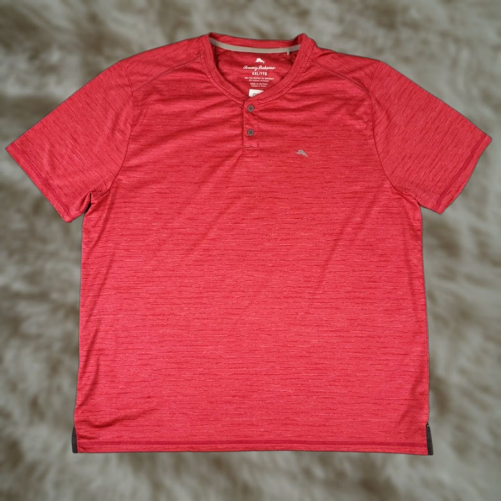 Tommy Bahama Tommy Bahama T-Shirt Mens 2XL Red Henley Polyester Short Sleeve Adult Size US XXL / EU 58 / 5 - 1 Thumbnail