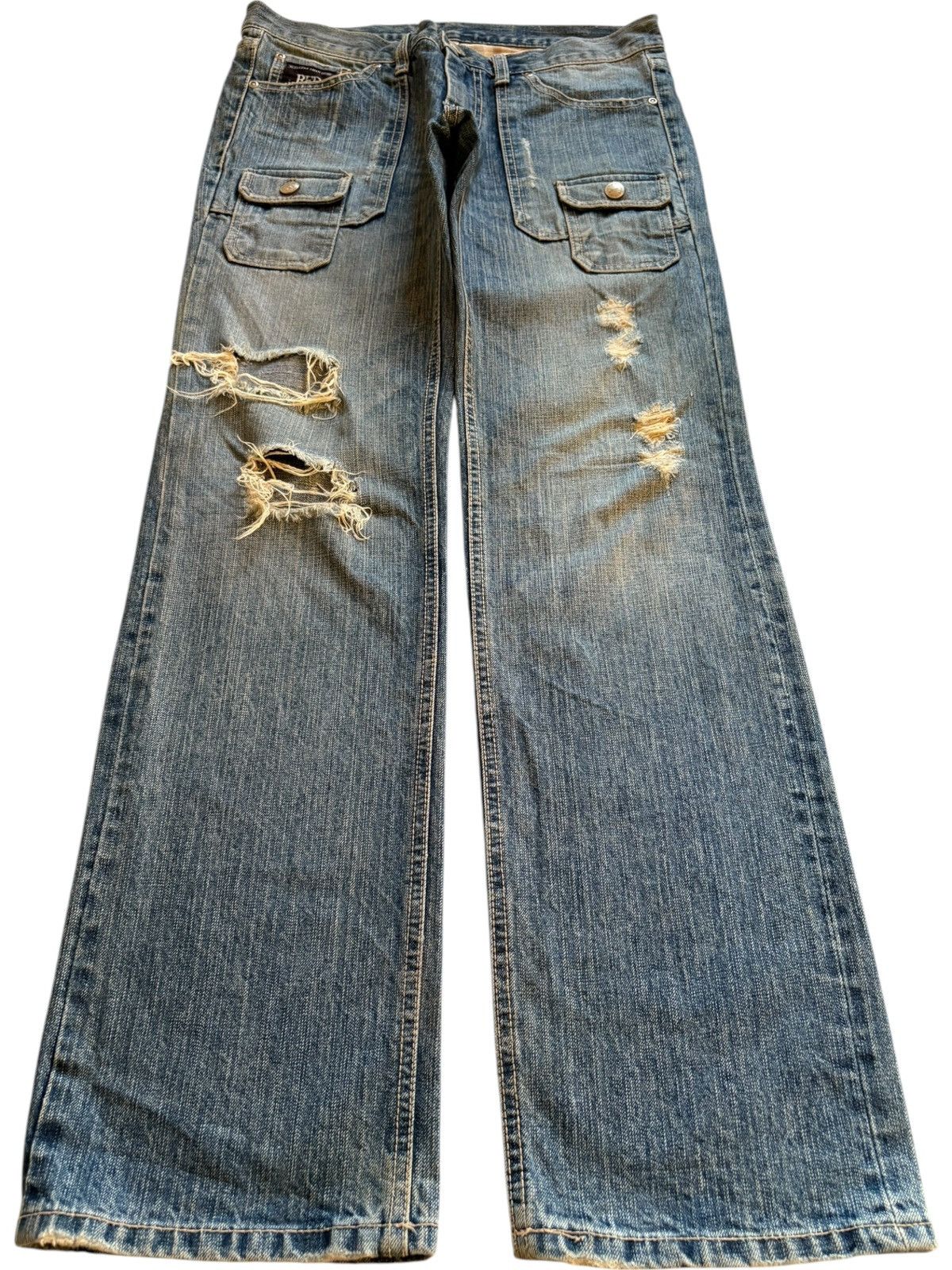 Japanese Brand Vintage Mud Wash Bush Pant Distressed Ripped Loose Jeans Size US 31 - 1 Thumbnail