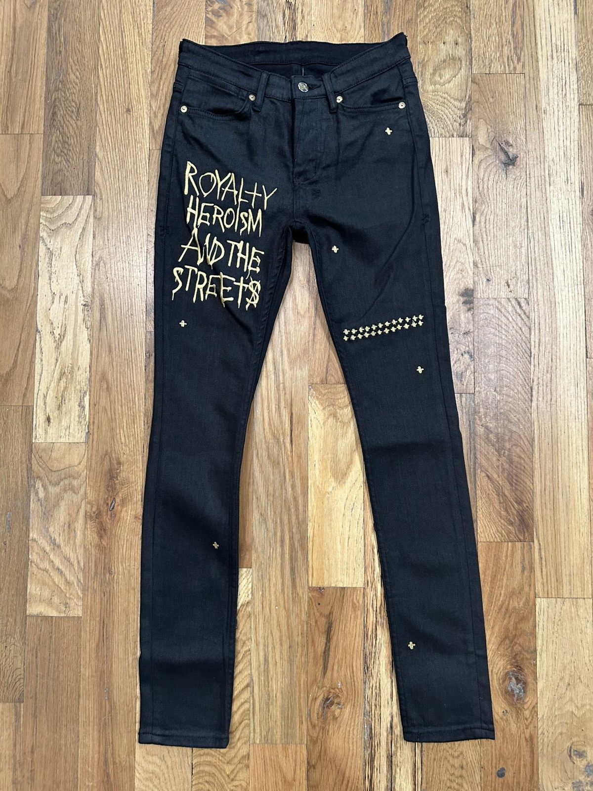 Ksubi Ksubi Gold Spellout Black Denim Jeans Size 30 Size US 30 / EU 46 - 1 Thumbnail