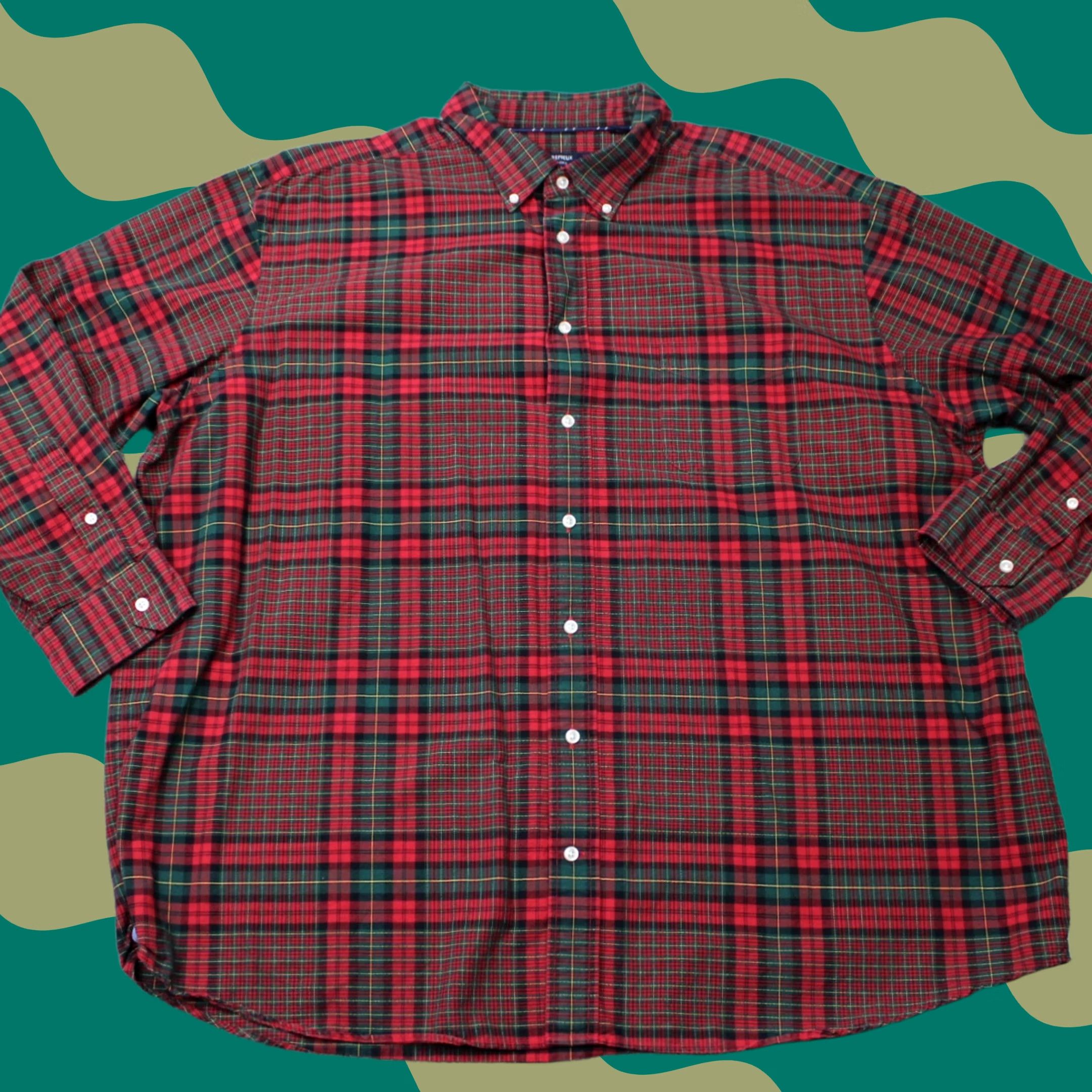 Cremieux Cremieux Classics Shirt Mens 3XB Red/Green Plaid 100% Cotton Long Sleeve Button-Up Big & Tall Mens Clothing Regular Fit Vintage: No Size US XXL / EU 58 / 5 - 1 Thumbnail