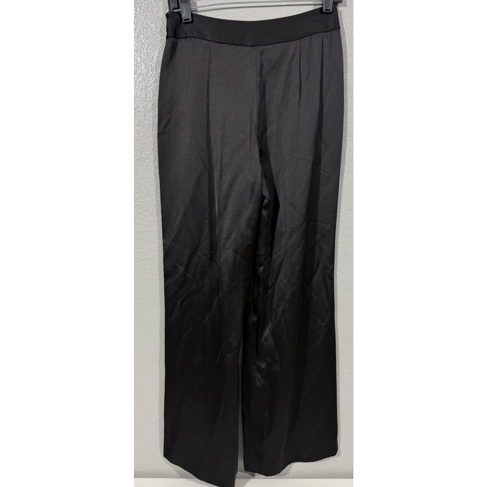 Vintage Antonio Melani Wide-Leg Dress Pants Black Side Zip Shiny Size 2 Pants Womens Size 26" / US 2 / IT 38 - 7 Thumbnail