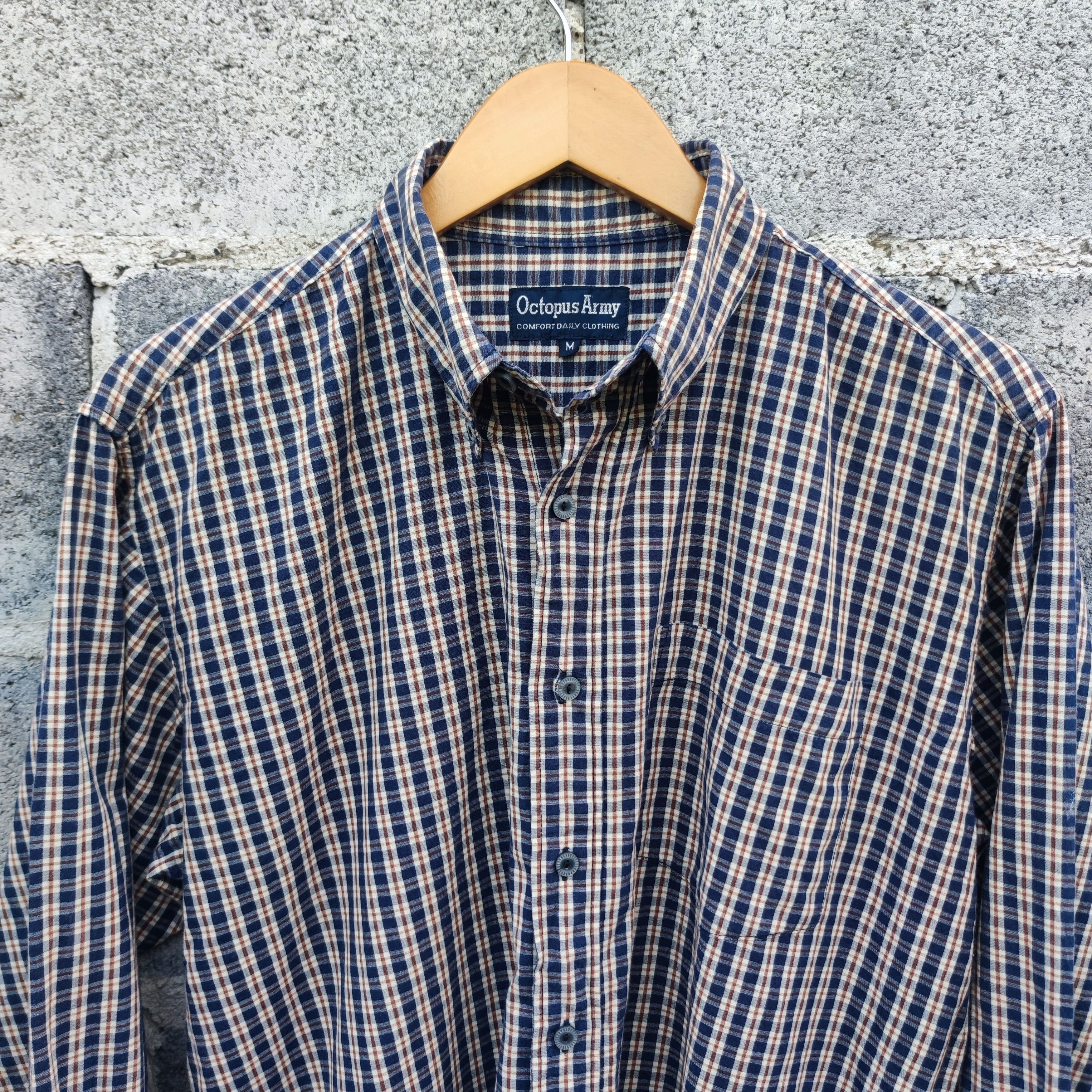 Japanese Brand × Octopus × Vintage Octopus Army Plaid Cotton Button Down Shirt Size US M / EU 48-50 / 2 - 3 Thumbnail