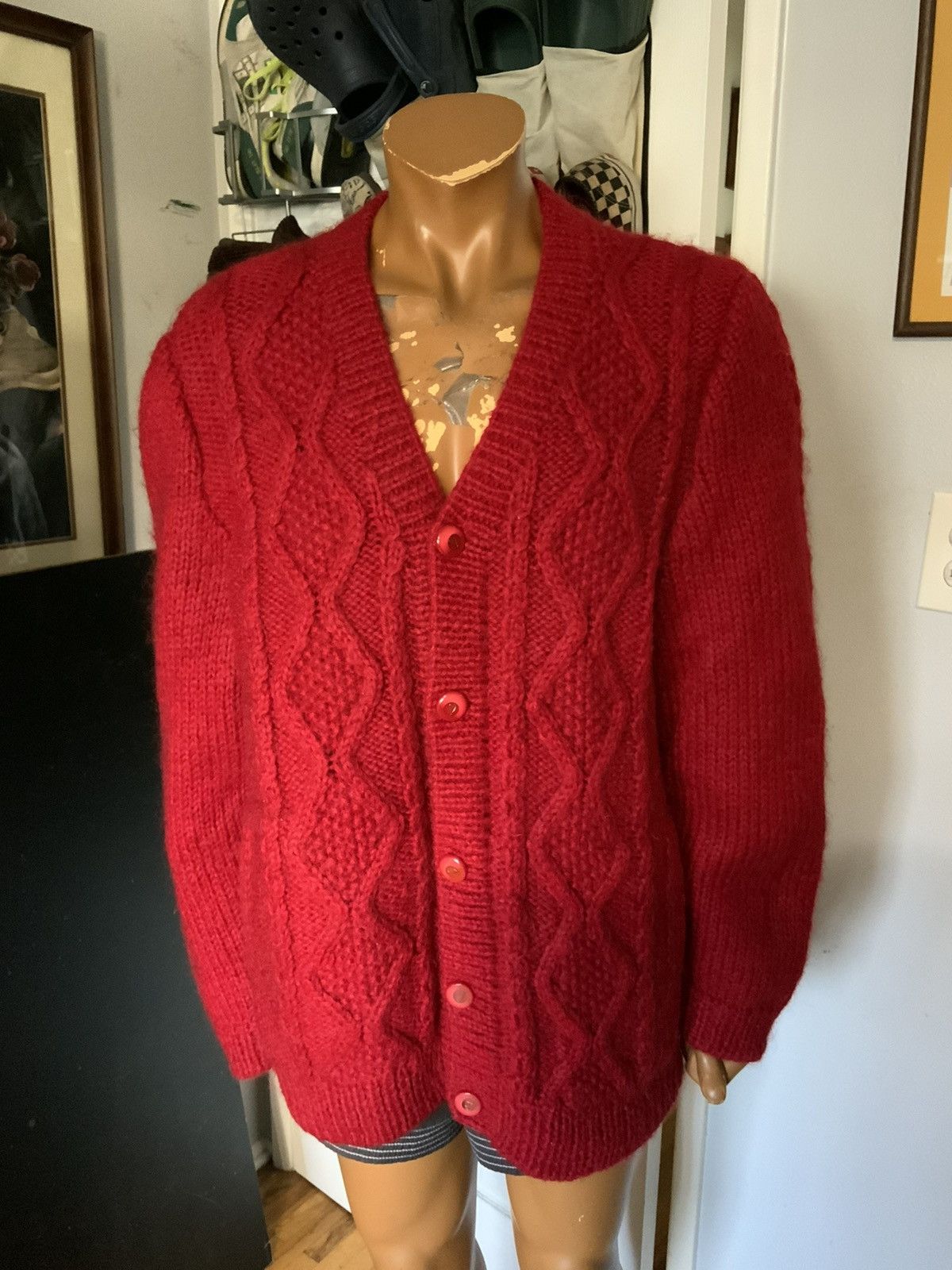 Vintage Vintage Fisherman Cableknit Fish Button Cardigan Sweater Size US L / EU 52-54 / 3 - 7 Thumbnail