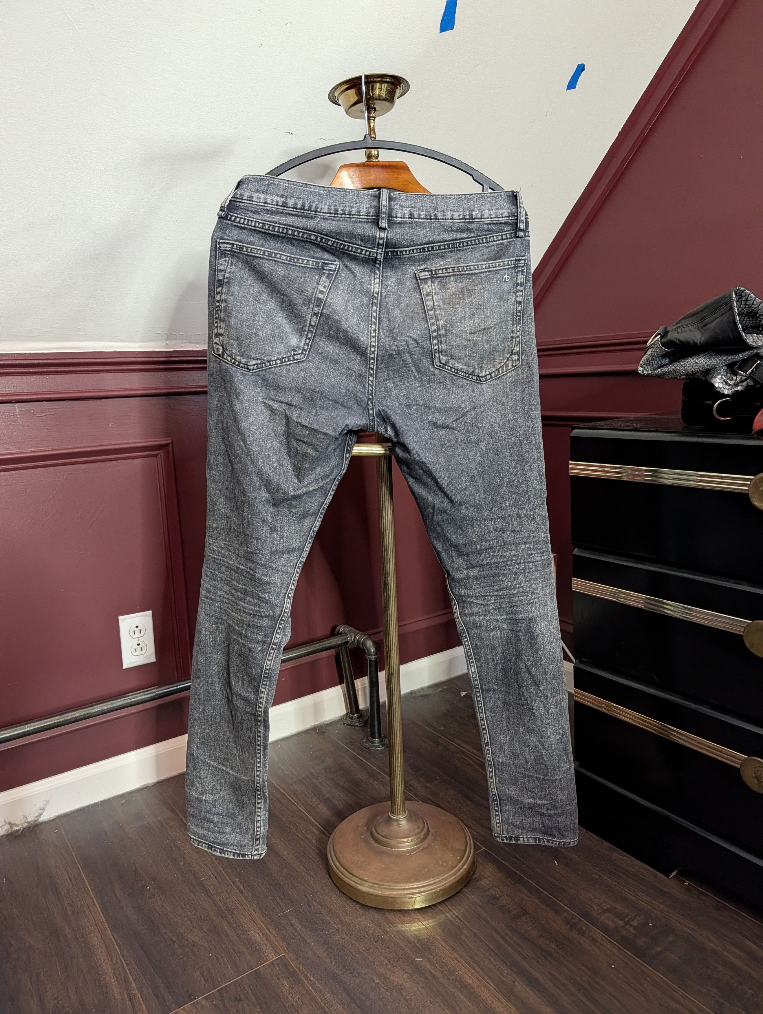 Rag & Bone Fit 1 Skinny gray stone wash denim jeans 30x32 Size US 30 / EU 46 - 6 Thumbnail