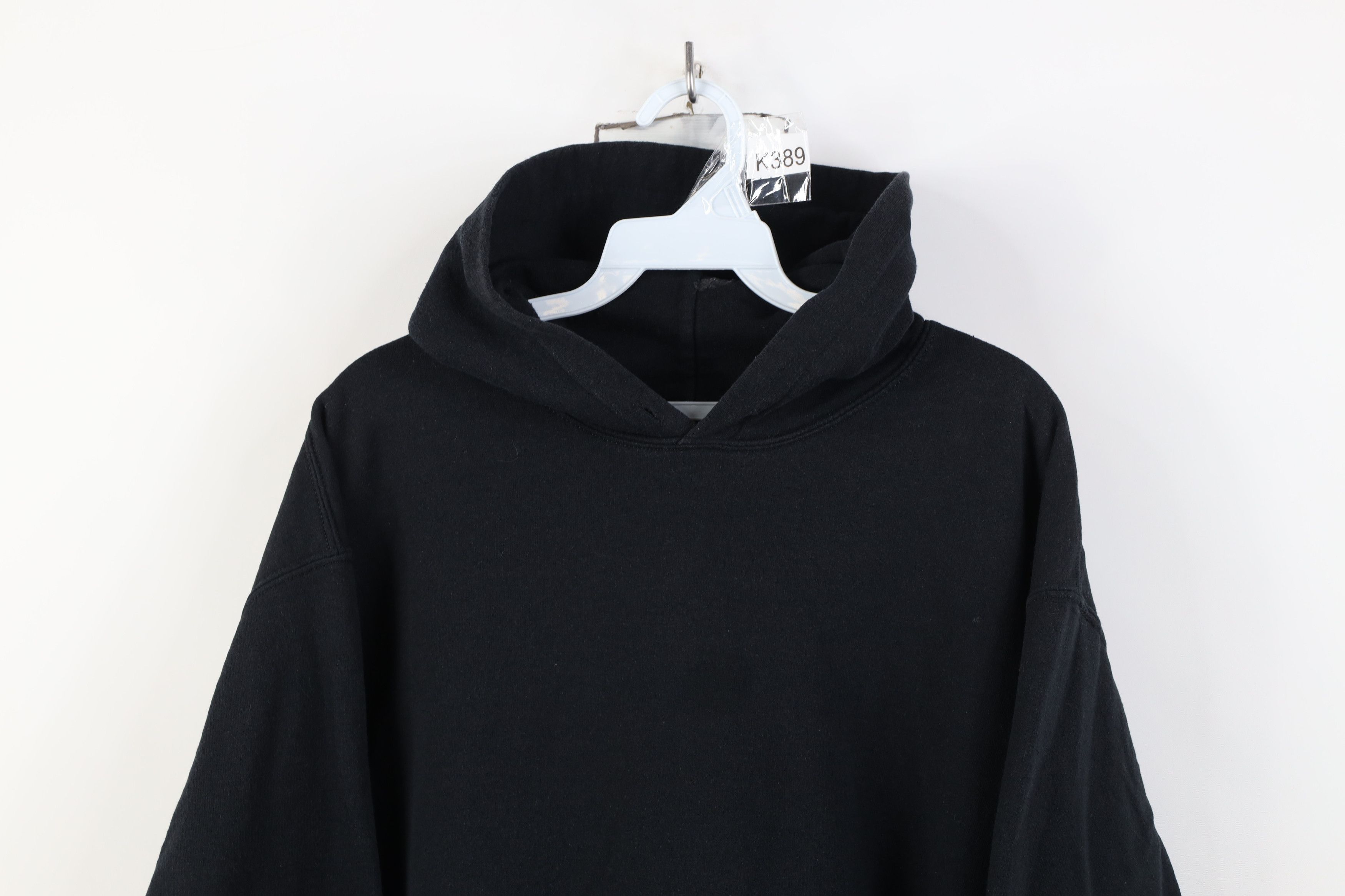 Vintage Vintage 90s Y2K Streetwear Blank Hoodie Sweatshirt Black Size US M / EU 48-50 / 2 - 2 Thumbnail
