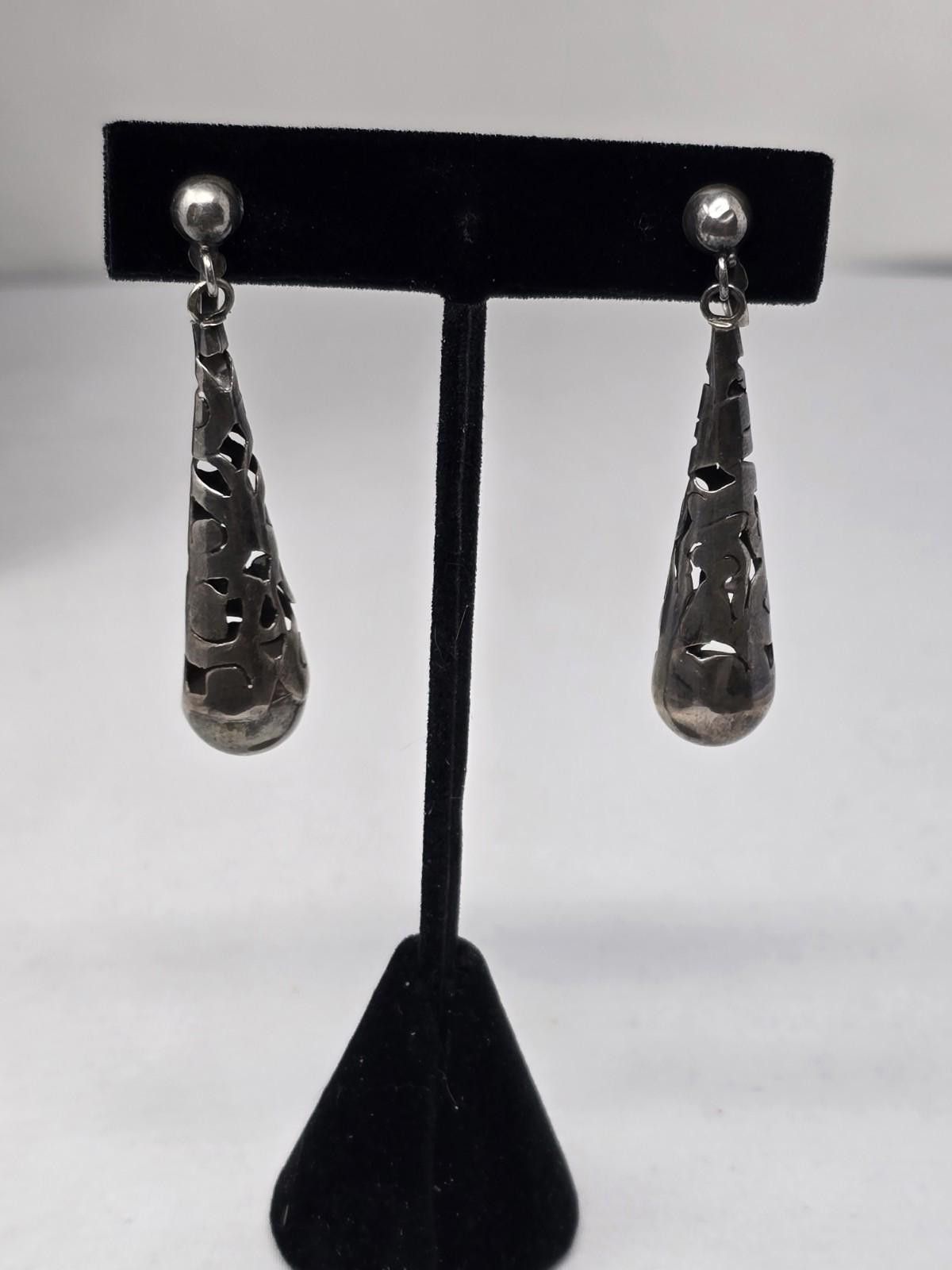 Other Vintage Taxco Mexico Silver Pierced Teardrop Earrings Size ONE SIZE - 2 Thumbnail
