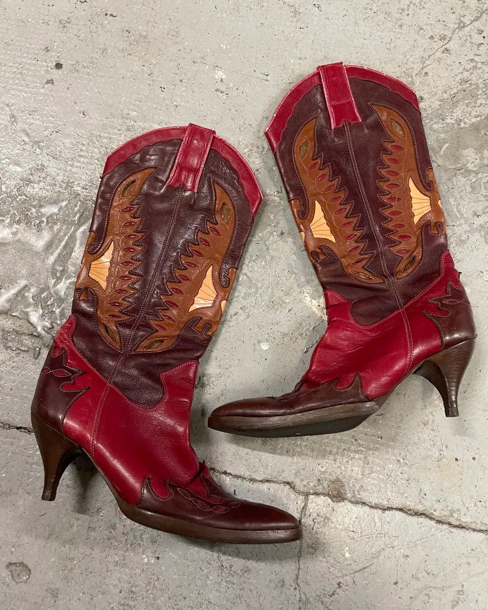 2000s Dolce & Gabbana Red Texas Cow-boy Heels