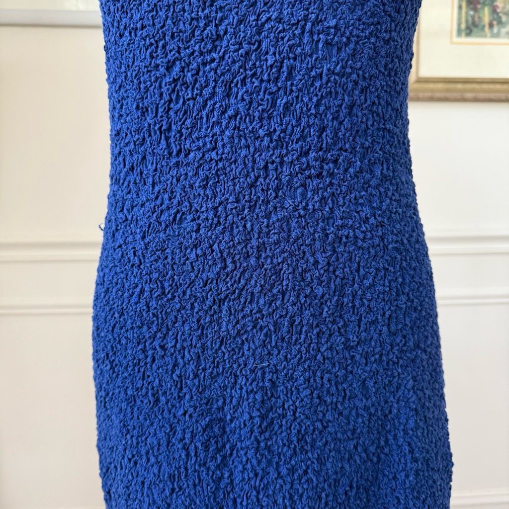 Anthropologie By Anthropologie Mock-Neck Textured Dress Smocked Ruched Ruf Size M / US 6-8 / IT 42-44 - 4 Thumbnail