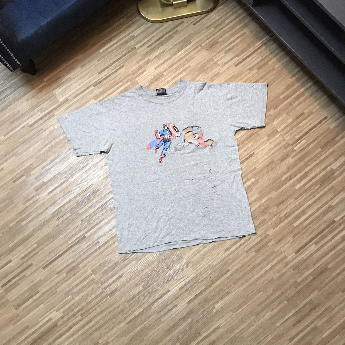 Haze × Vintage VINTAGE HAZE SKATEBOARD CAPTAIN AMERICA DISTRESS RARE TEE Size US M / EU 48-50 / 2 - 1 Thumbnail