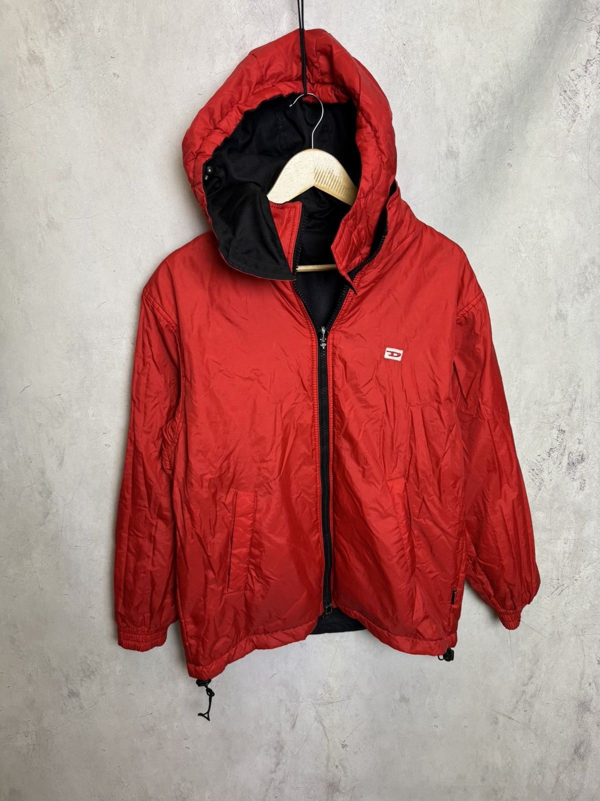 Diesel × Vintage Diesel Reversible Jacket Black Red Men’s Hooded Zip Up Size US L / EU 52-54 / 3 - 1 Thumbnail