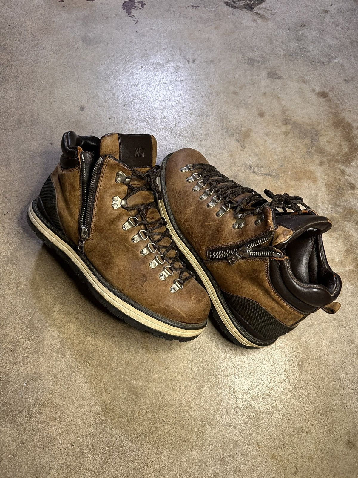 image of Mastermind Japan x Visvim 2004 Visvim X Mastermind Embossed Serra Leather Boot in Brown (Size 11)