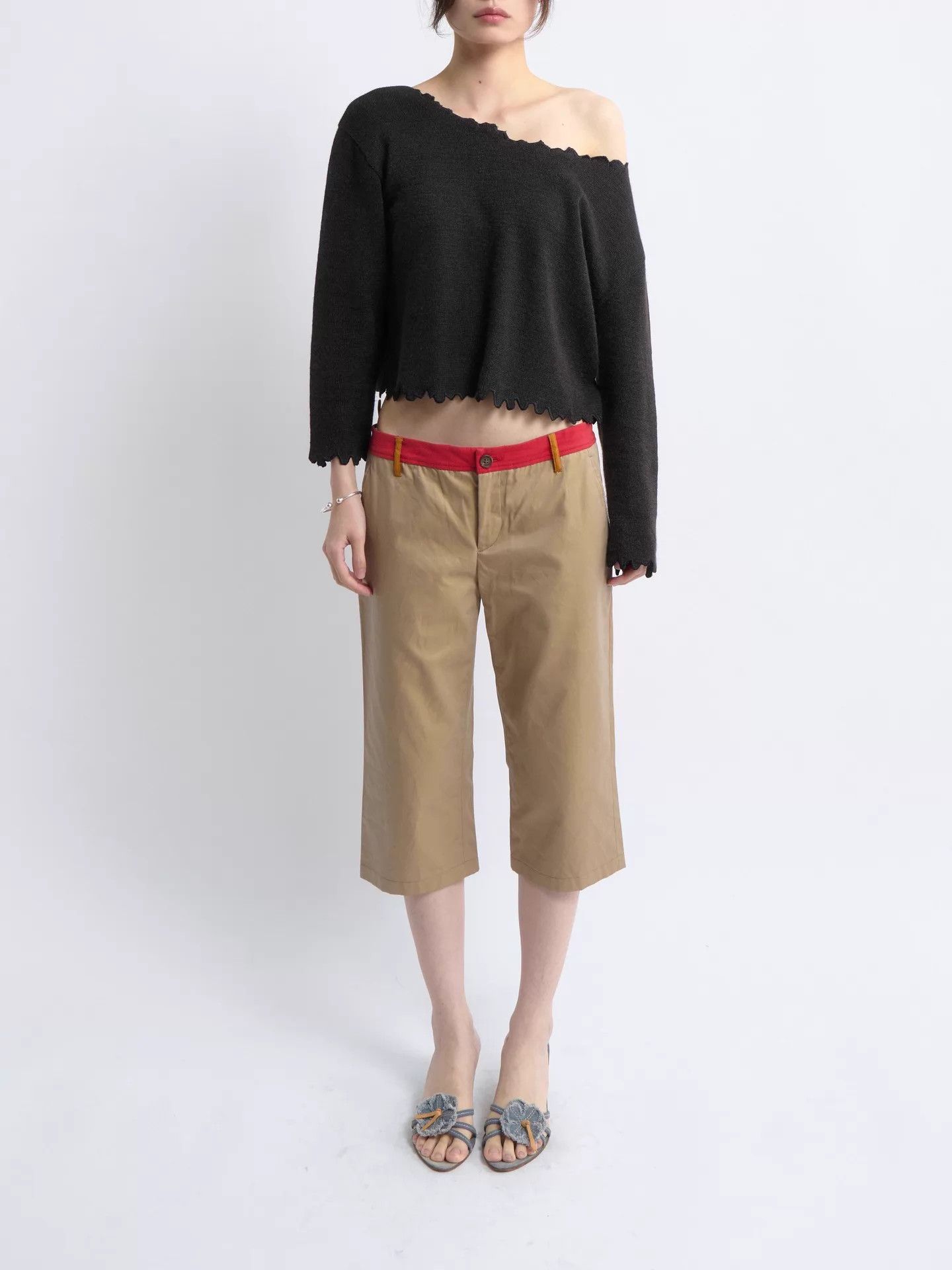 Kenzo KENZO 80s Vintage Wavy Hem Linen Blend Knit Top Size XS / US 0-2 / IT 36-38 - 3 Thumbnail