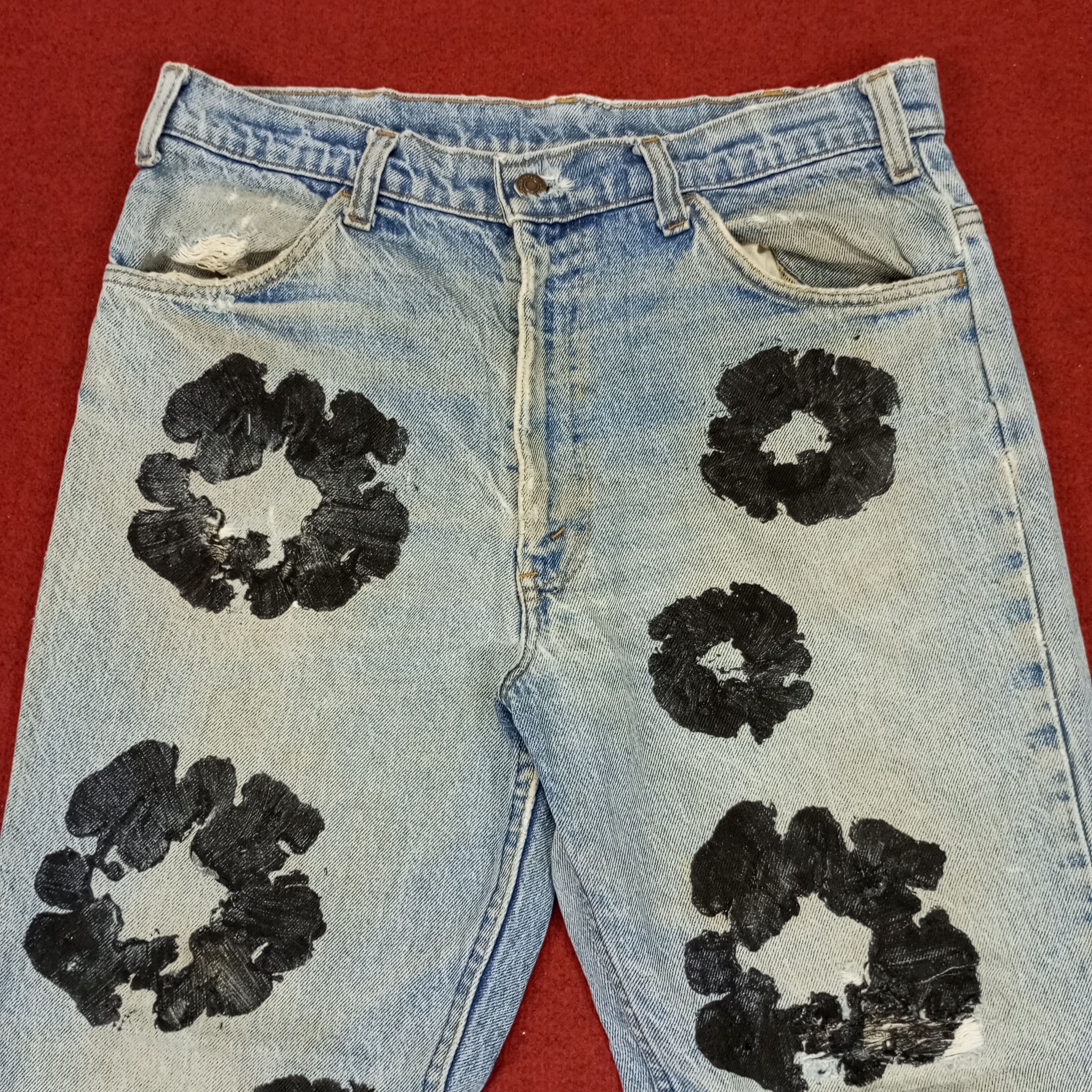 Levi's Levis Fashion Style Custom Flowers Design Jeans Size US 33 - 2 Thumbnail