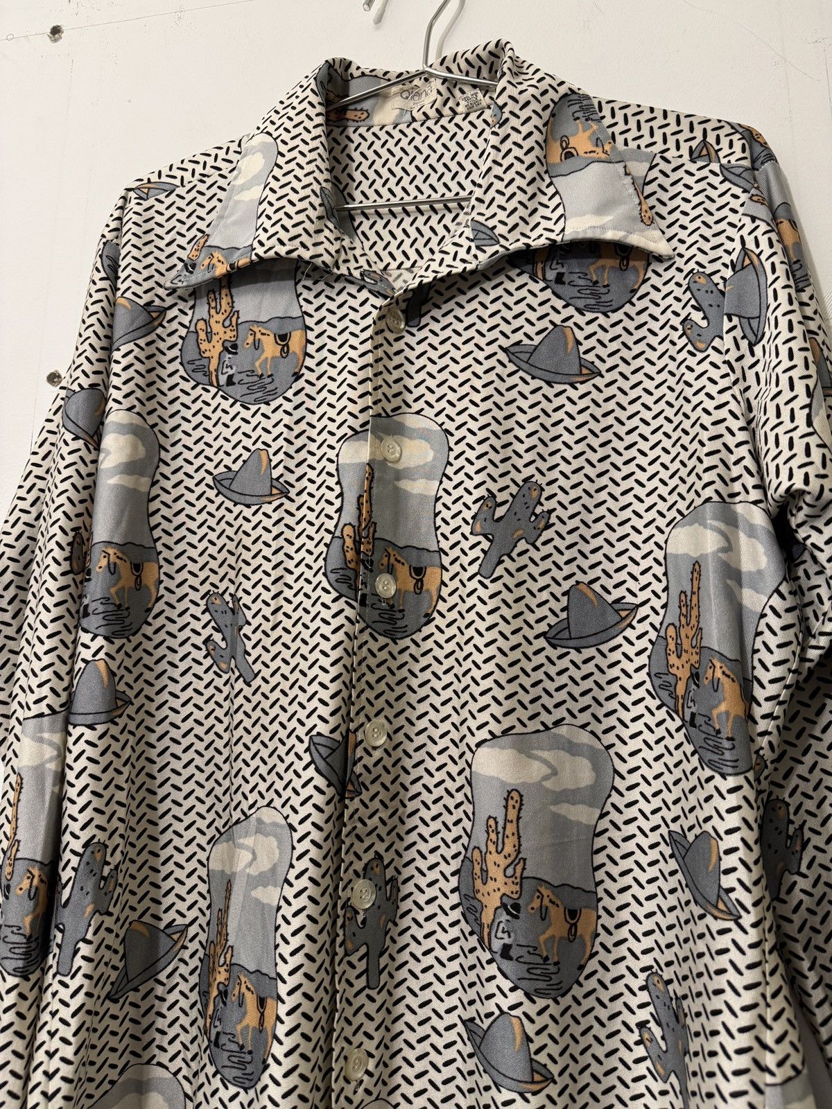 Vintage Vintage 70s Qiana Silky Nylon Cactus Cowboy Western Shirt Size US L / EU 52-54 / 3 - 10 Thumbnail