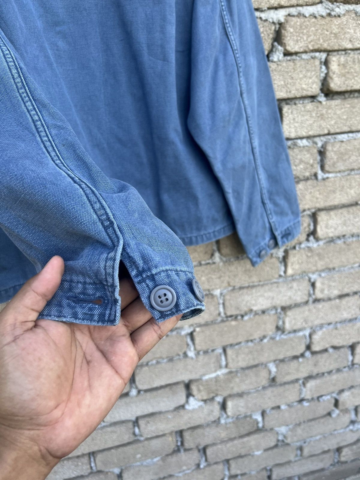 Japanese Brand Vintage Bartack Natural Denim Zipper Jacket Workwear Style Size US M / EU 48-50 / 2 - 9 Thumbnail
